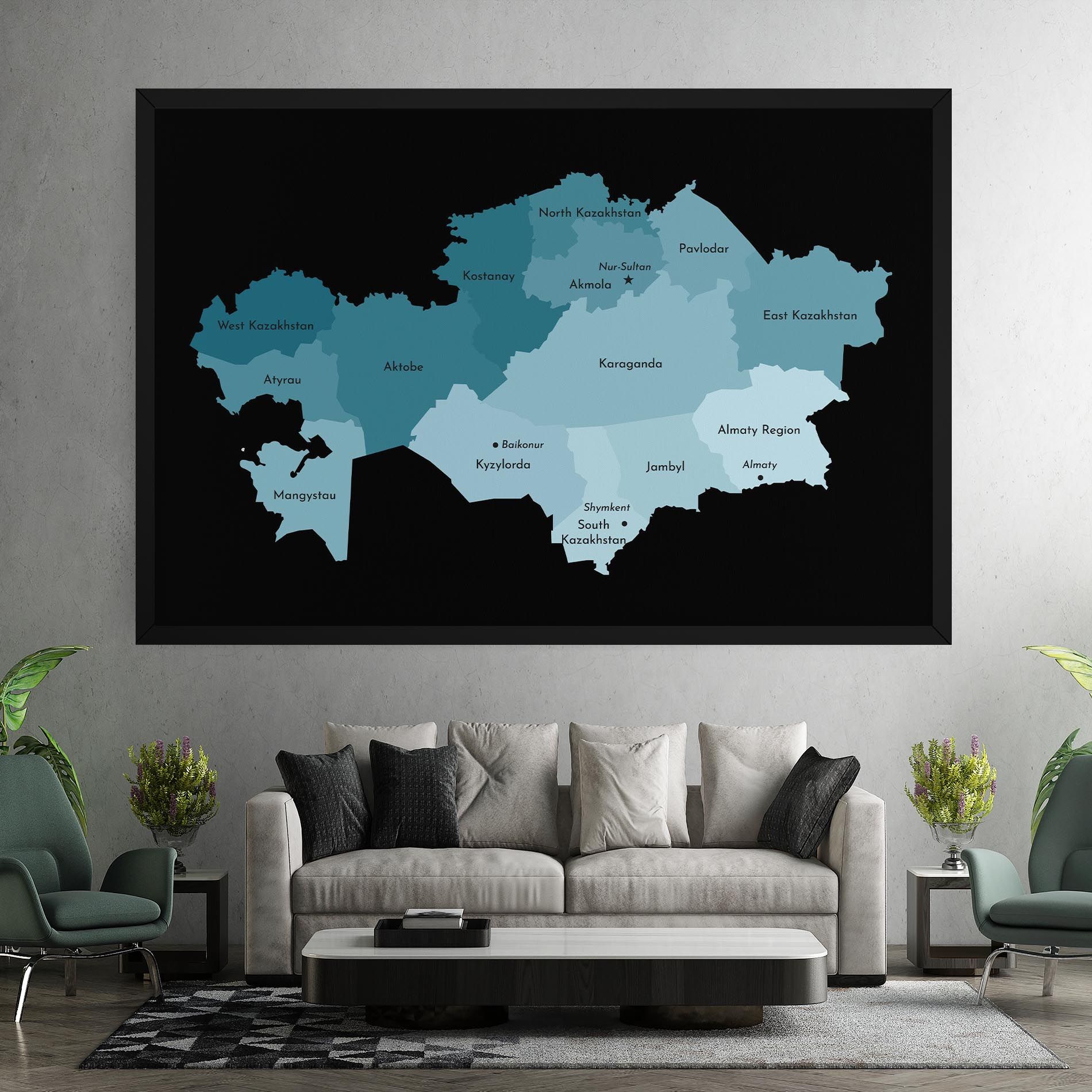Kazahstan Blue Map mockup 7
