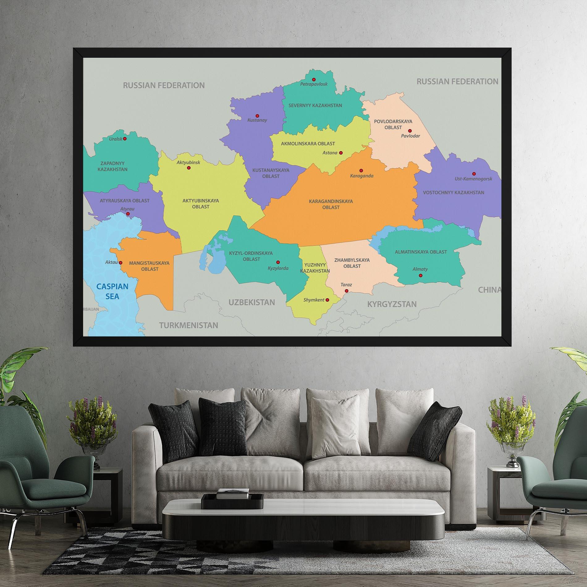 Vászonkép Kazakhstan Color Map mockup 7