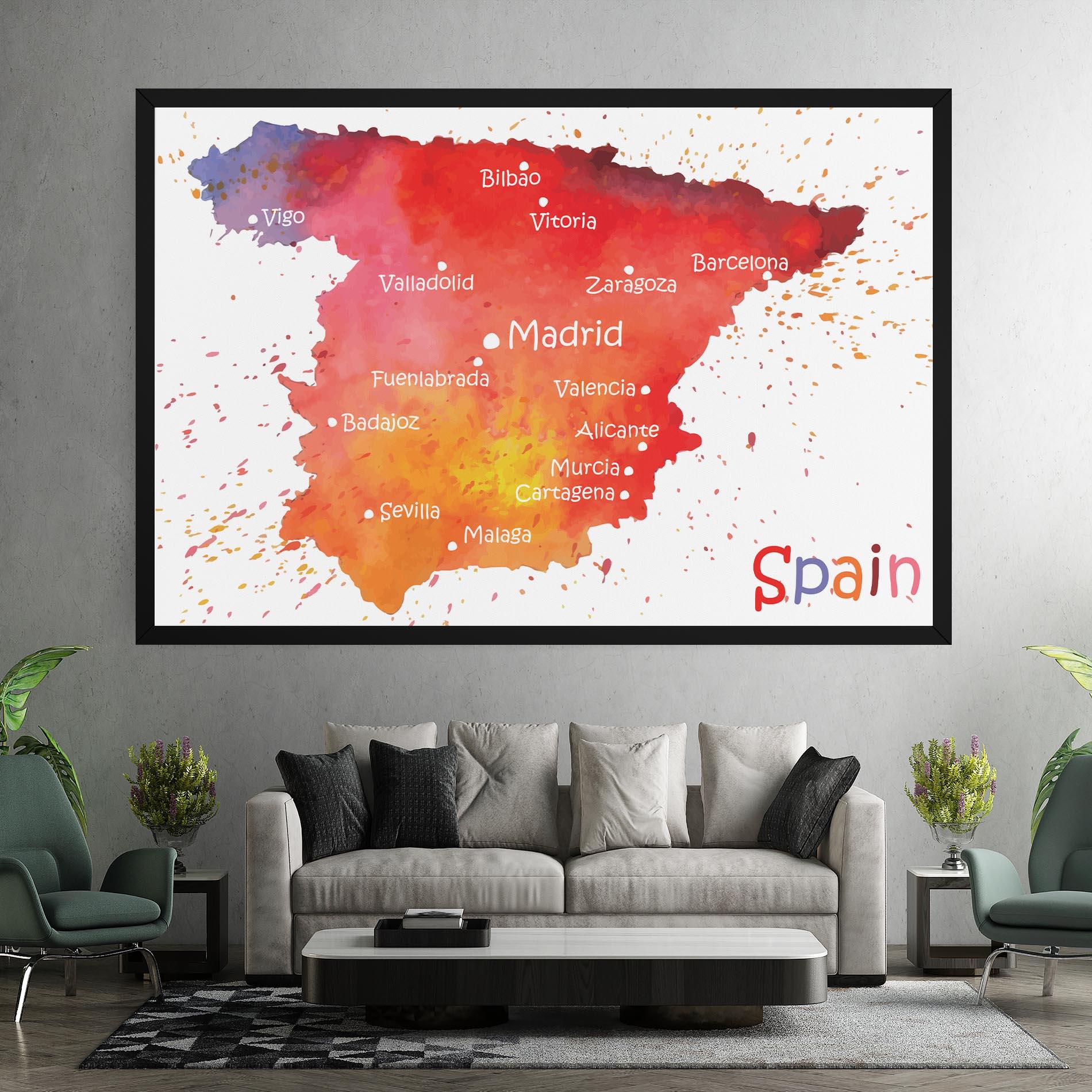 Vászonkép Spain Map mockup 7