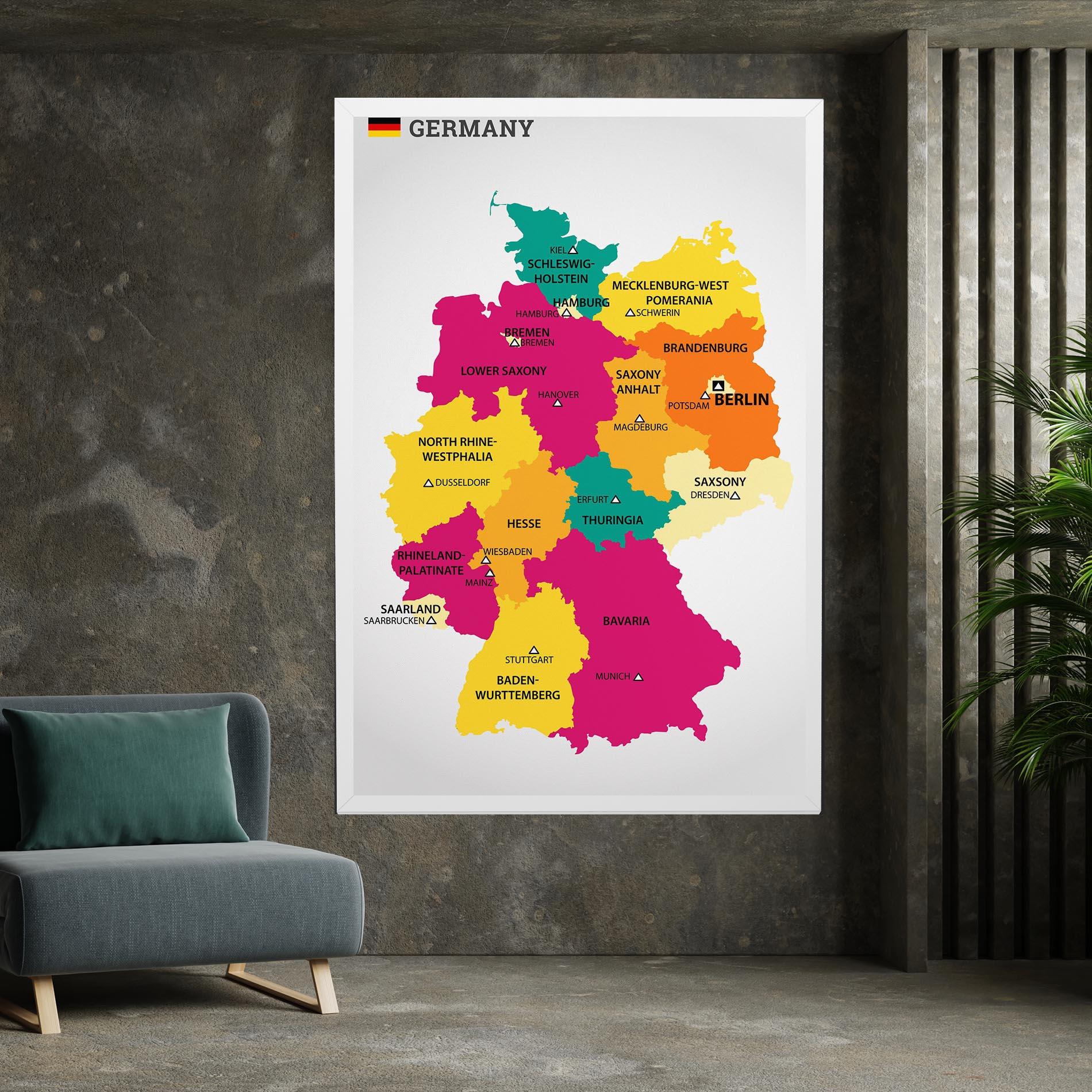 Vászonkép Germany Color Map mockup 7