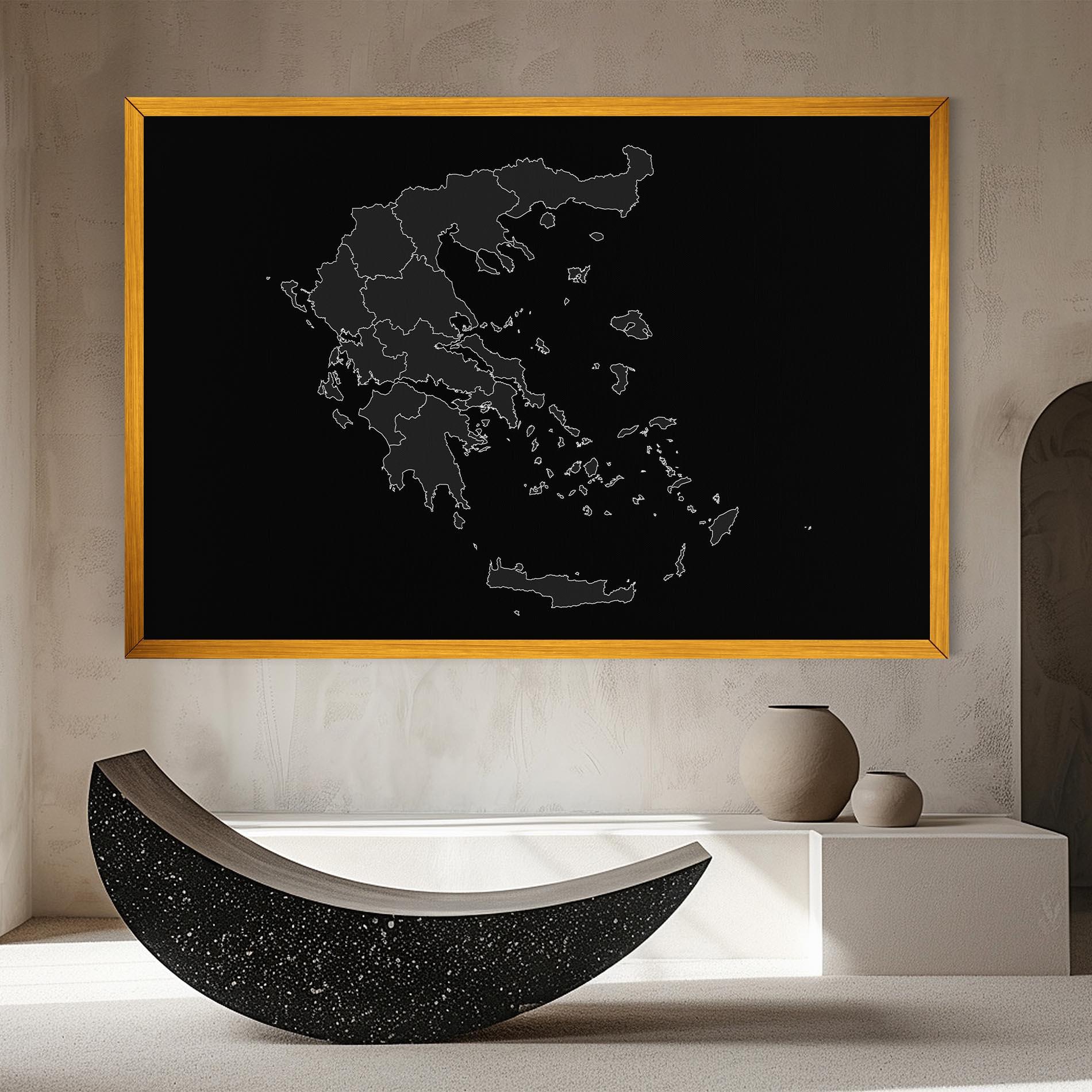 Vászonkép Greece Grey Map mockup 8