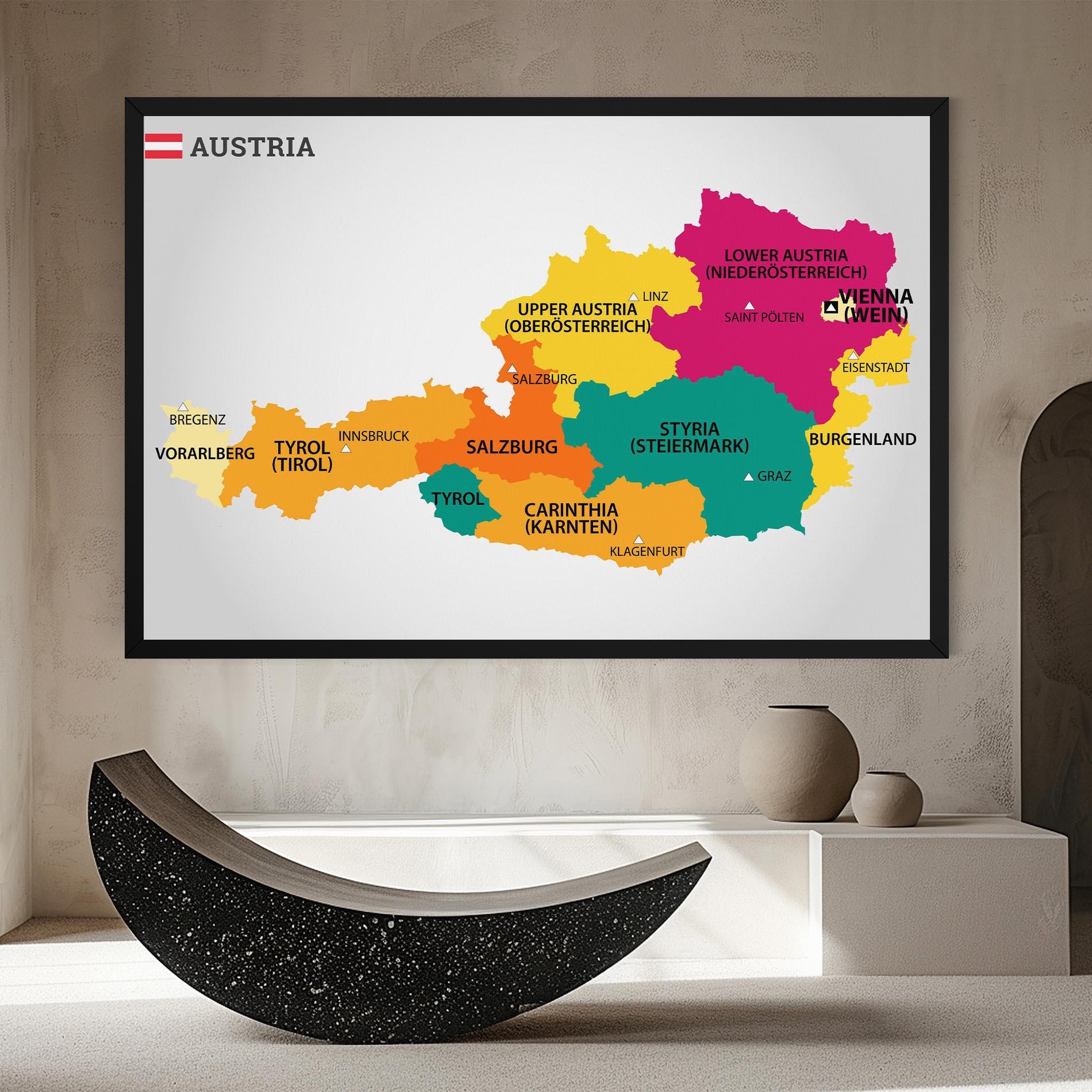 Vászonkép Austria Color Map mockup 8