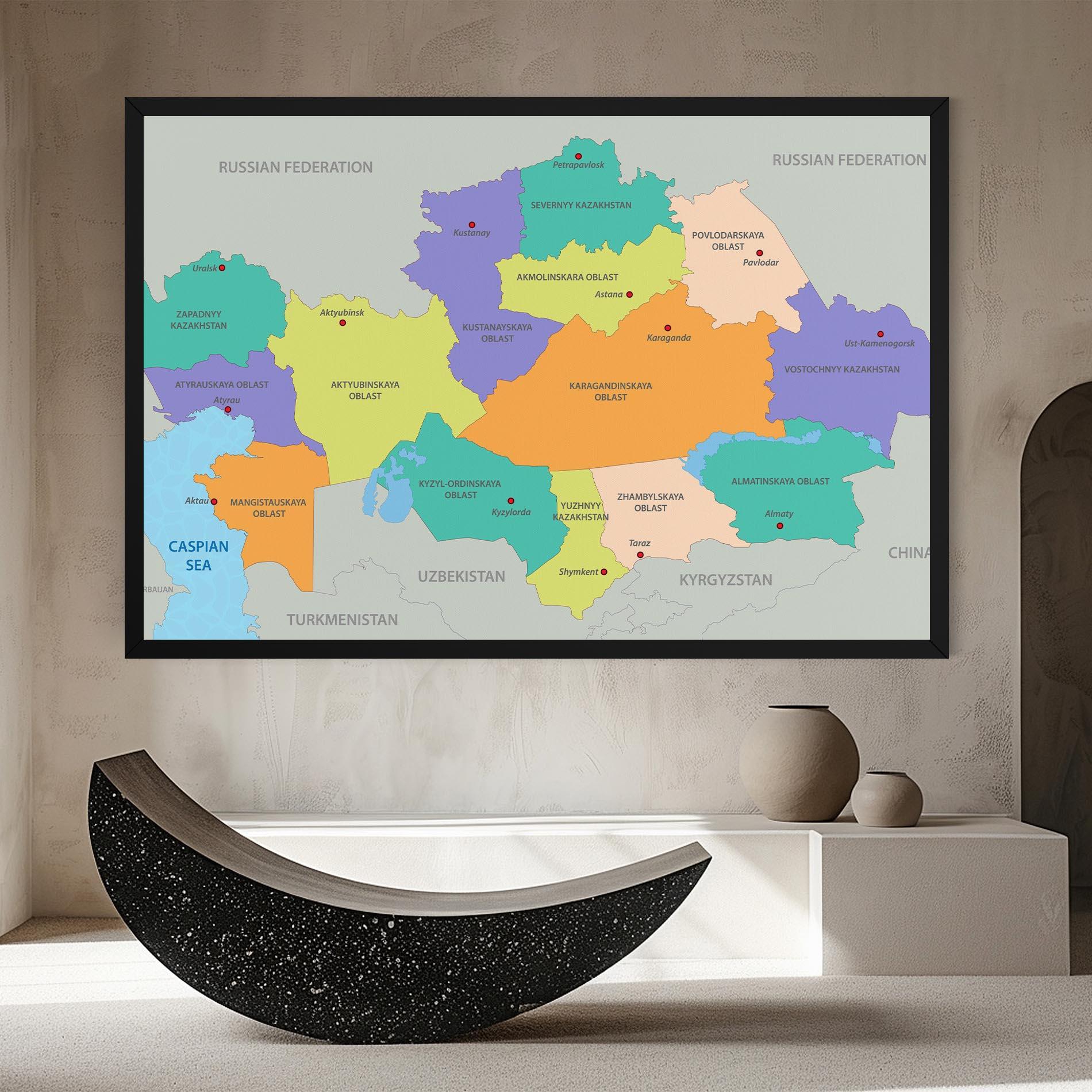 Vászonkép Kazakhstan Color Map mockup 8