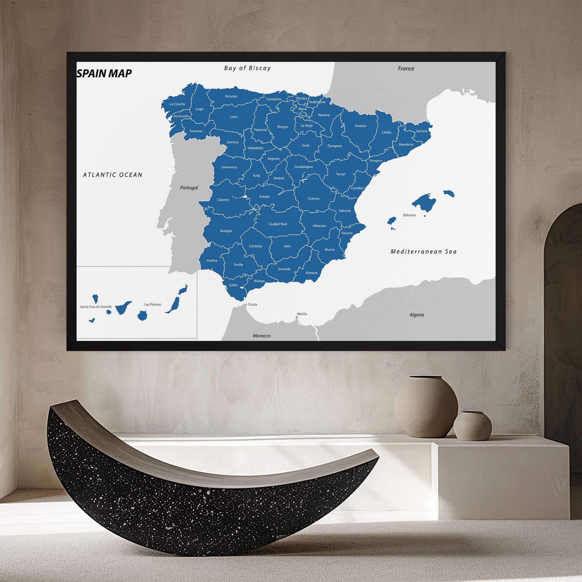 Spain Blue Map mockup 8