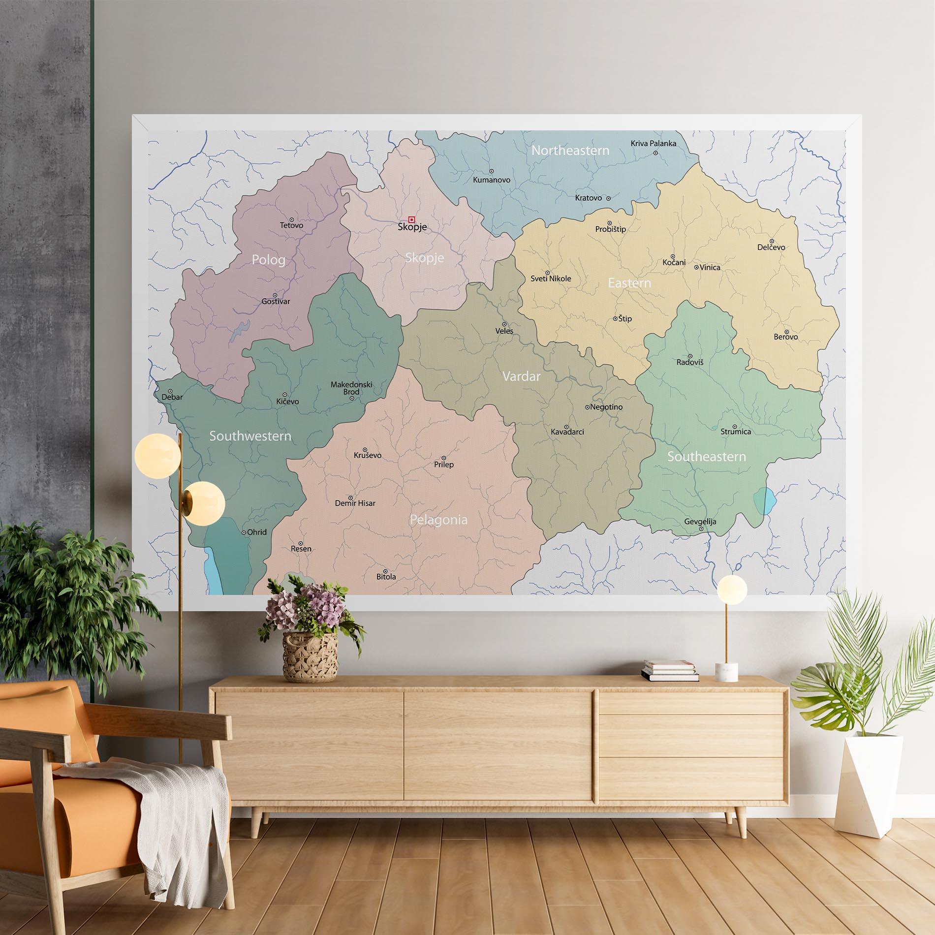 Vászonkép North Macedonia Map mockup 9
