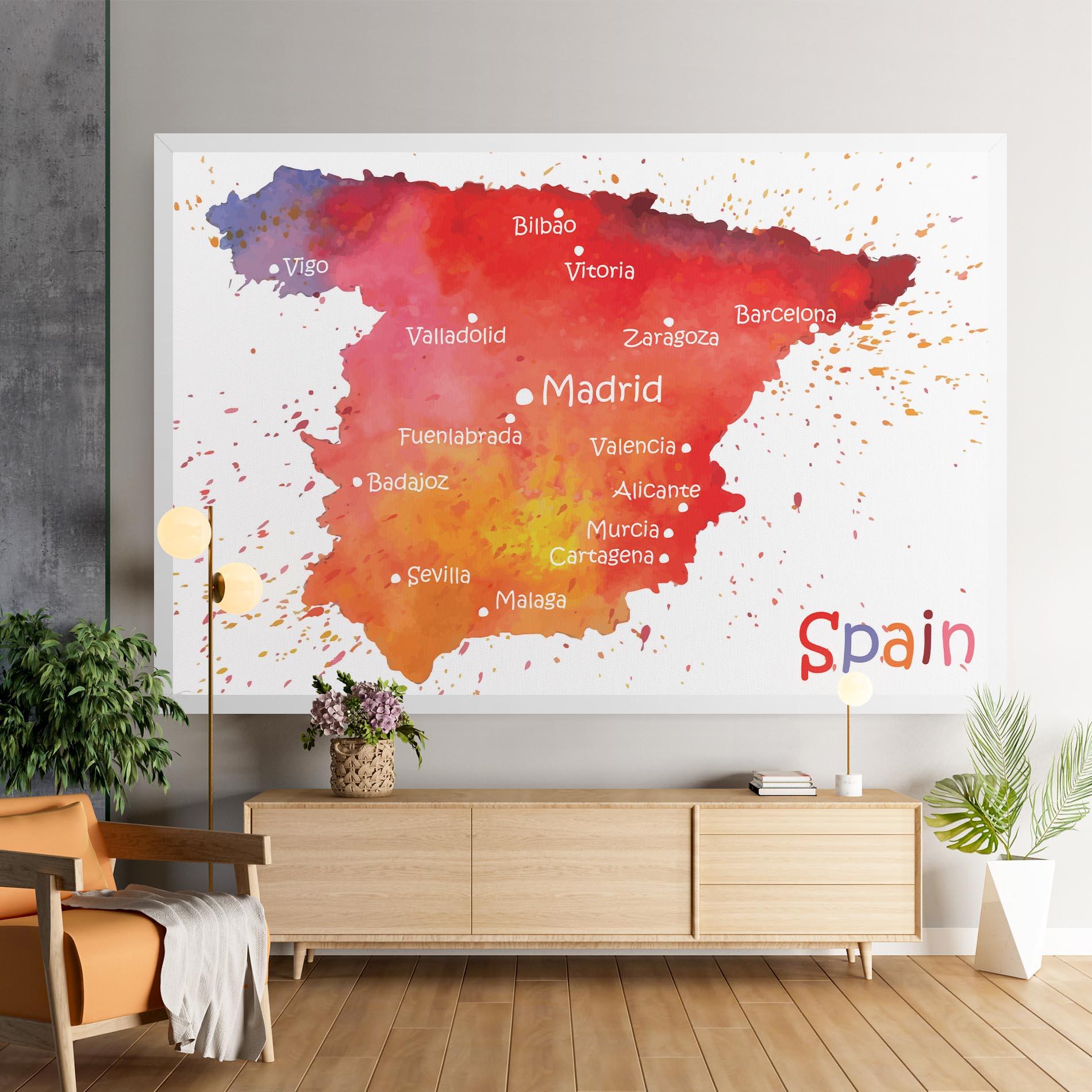 Vászonkép Spain Map mockup 9