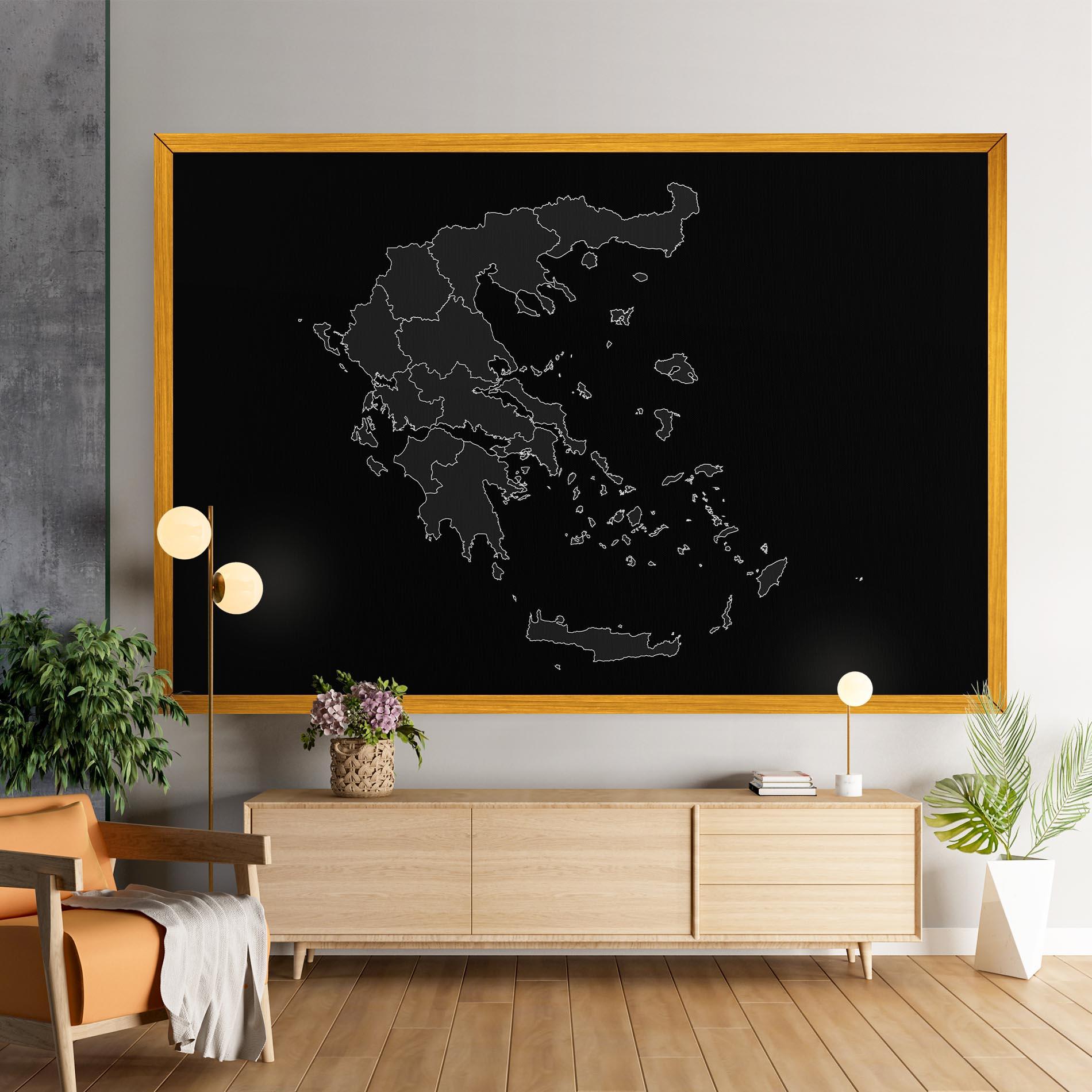 Vászonkép Greece Grey Map mockup 9