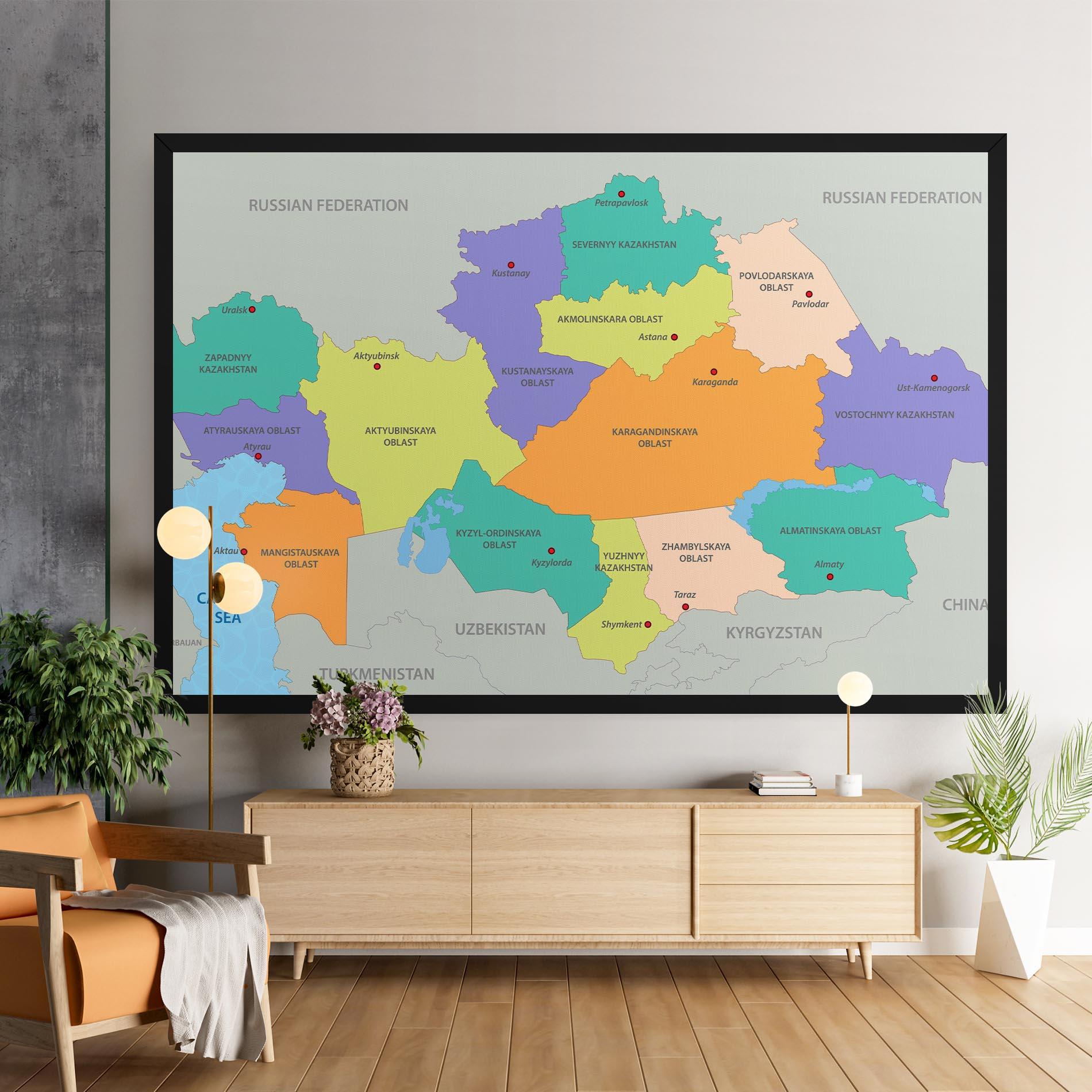 Vászonkép Kazakhstan Color Map mockup 9