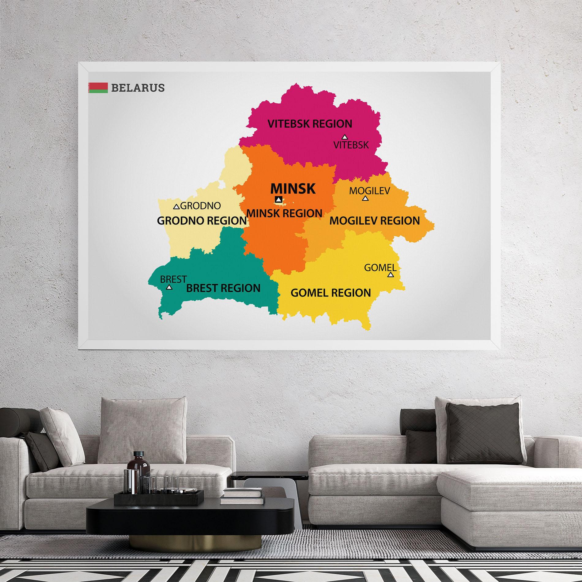 Vászonkép Belarus Color Map mockup 2