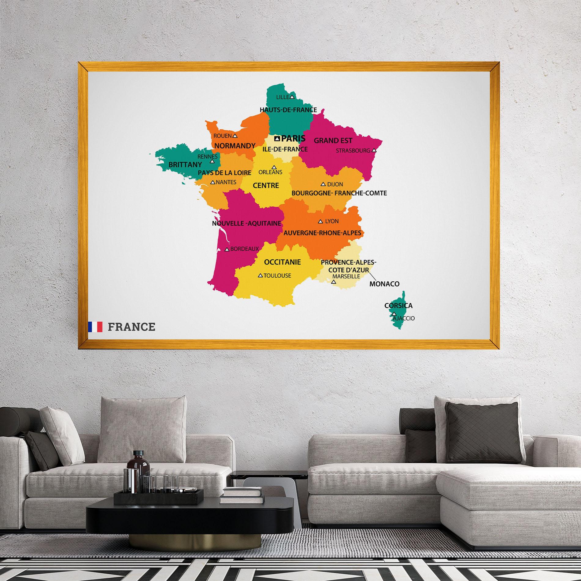 Vászonkép France Color Map mockup 2