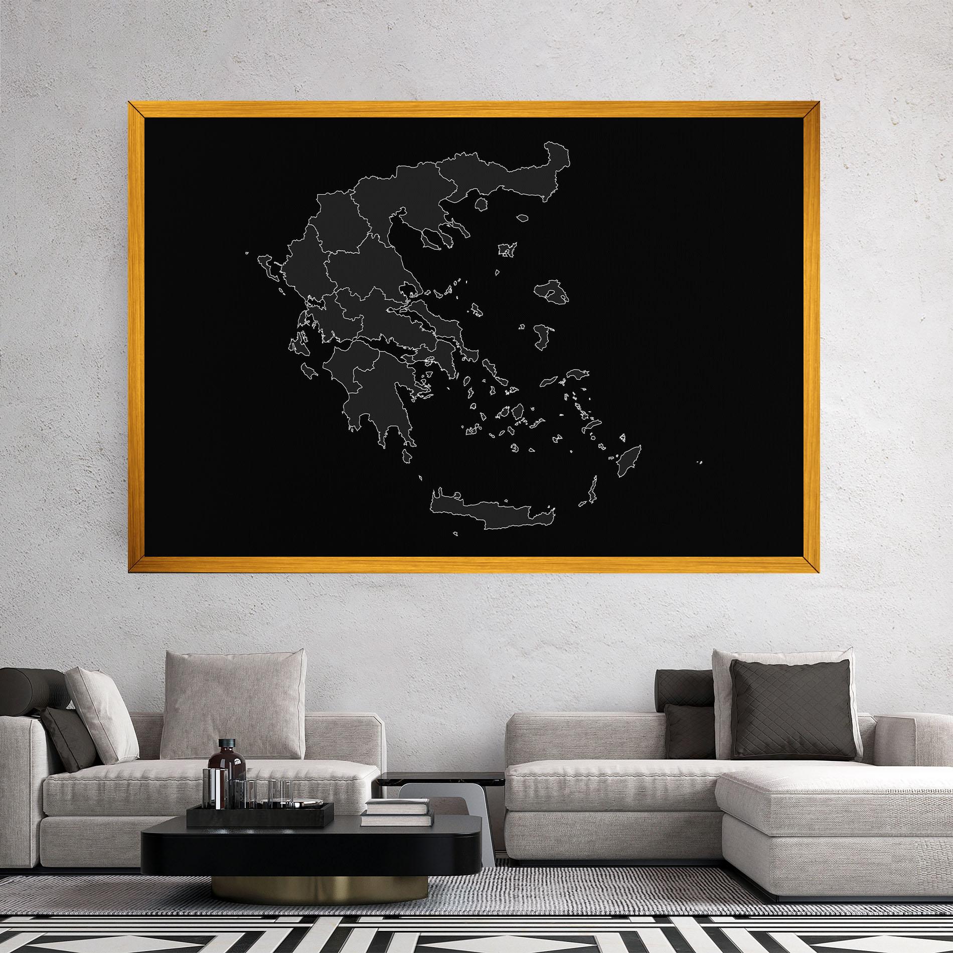 Vászonkép Greece Grey Map mockup 2