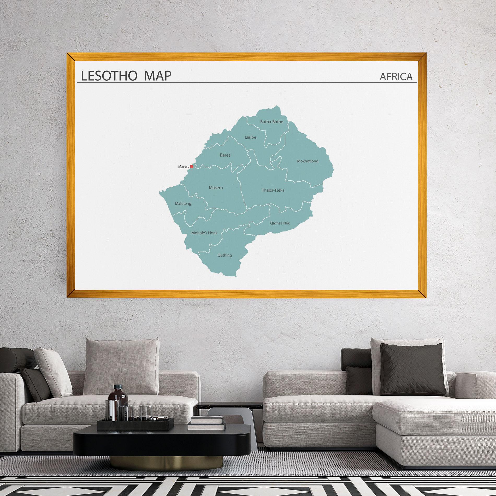 Vászonkép Lesotho Map mockup 2