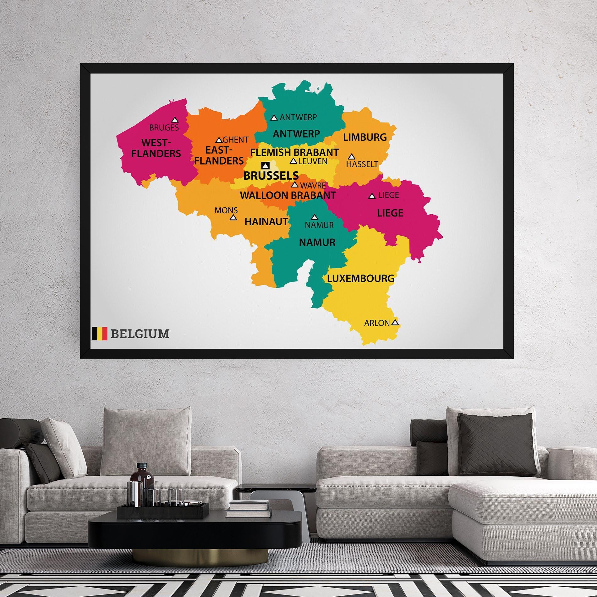 Vászonkép Belgium Color Map mockup 2