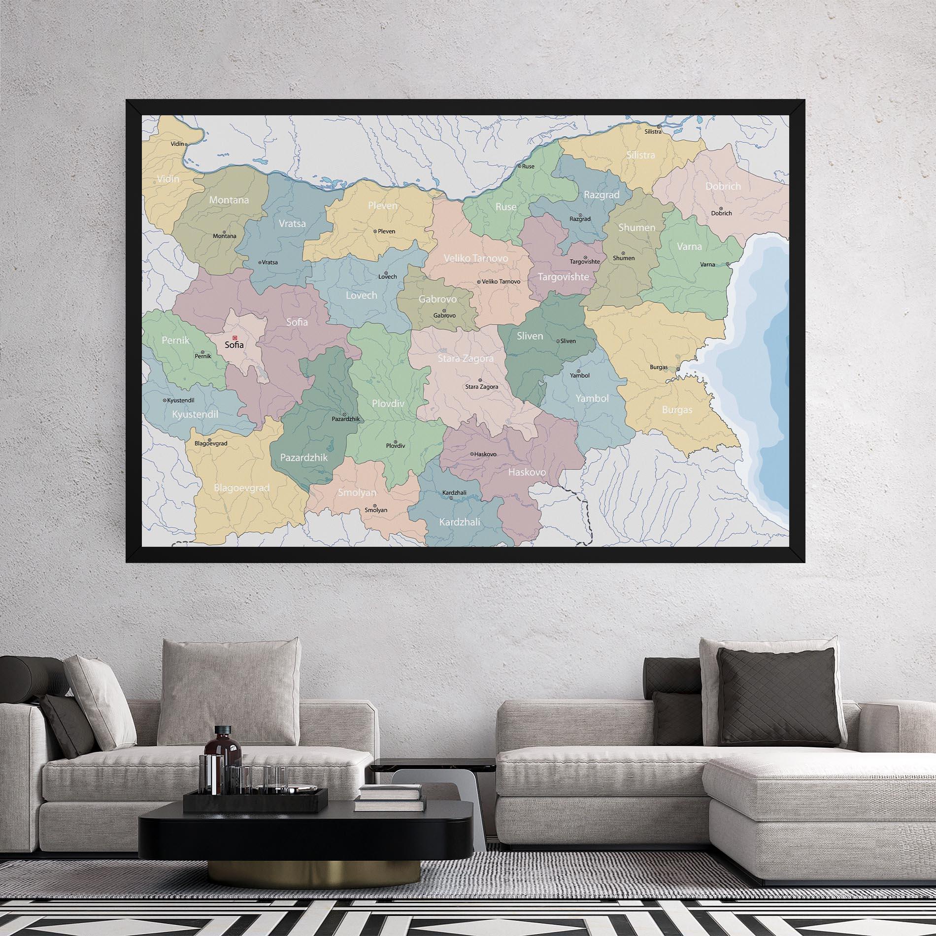 Vászonkép Bulgaria Map mockup 2