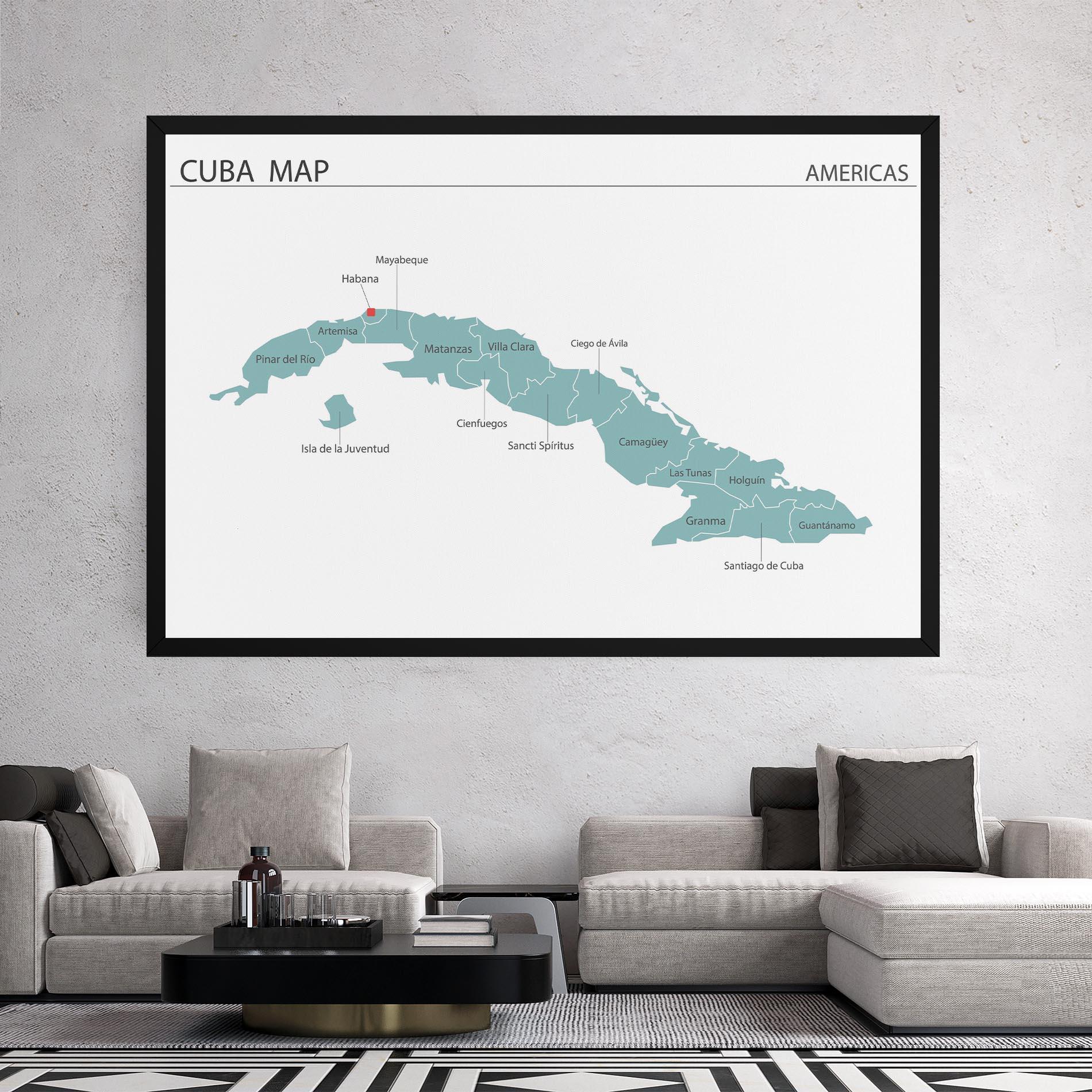 Vászonkép Cuba Map mockup 2
