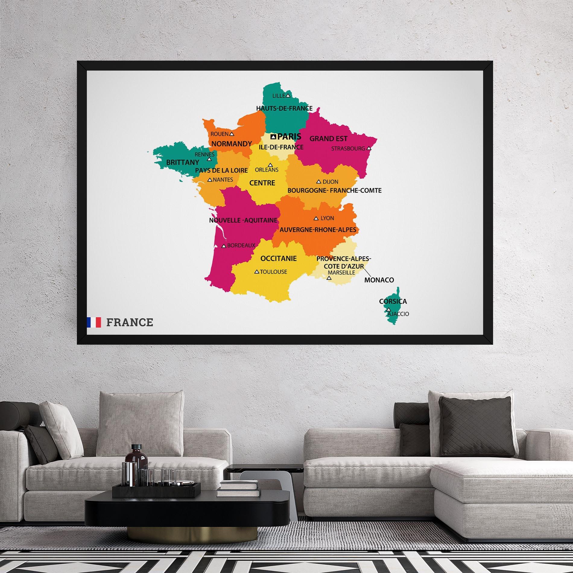 Vászonkép France Color Map mockup 2