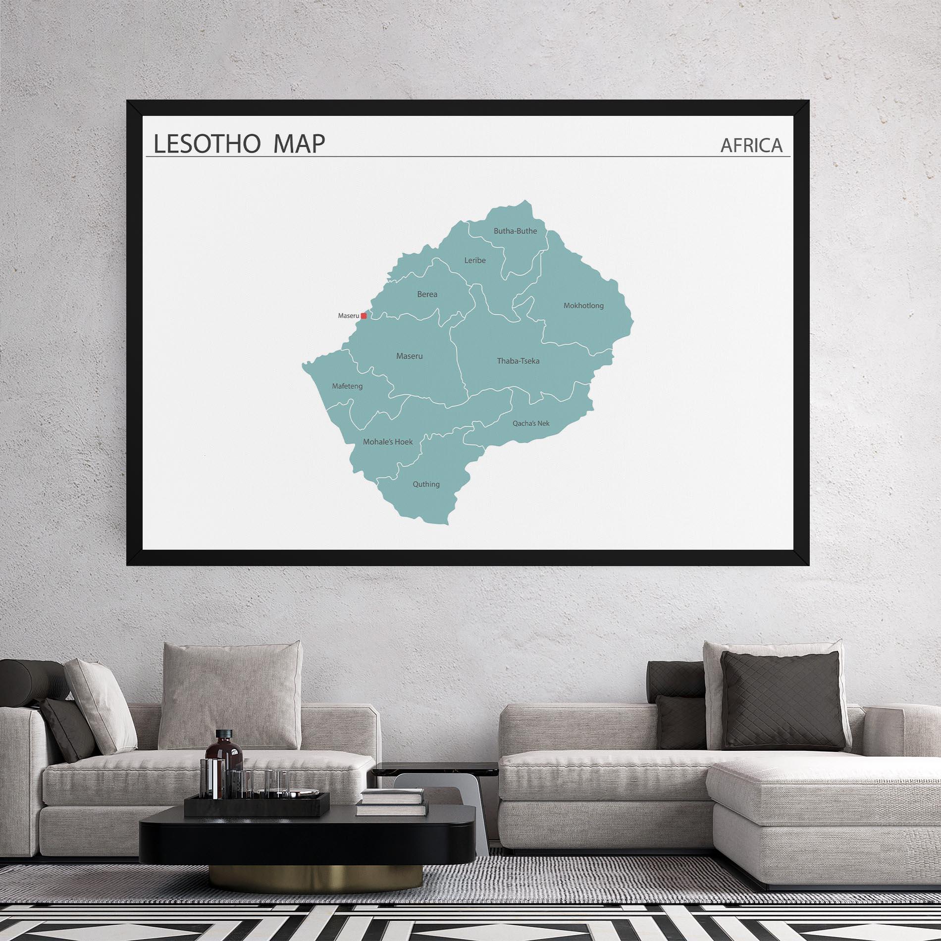 Vászonkép Lesotho Map mockup 2