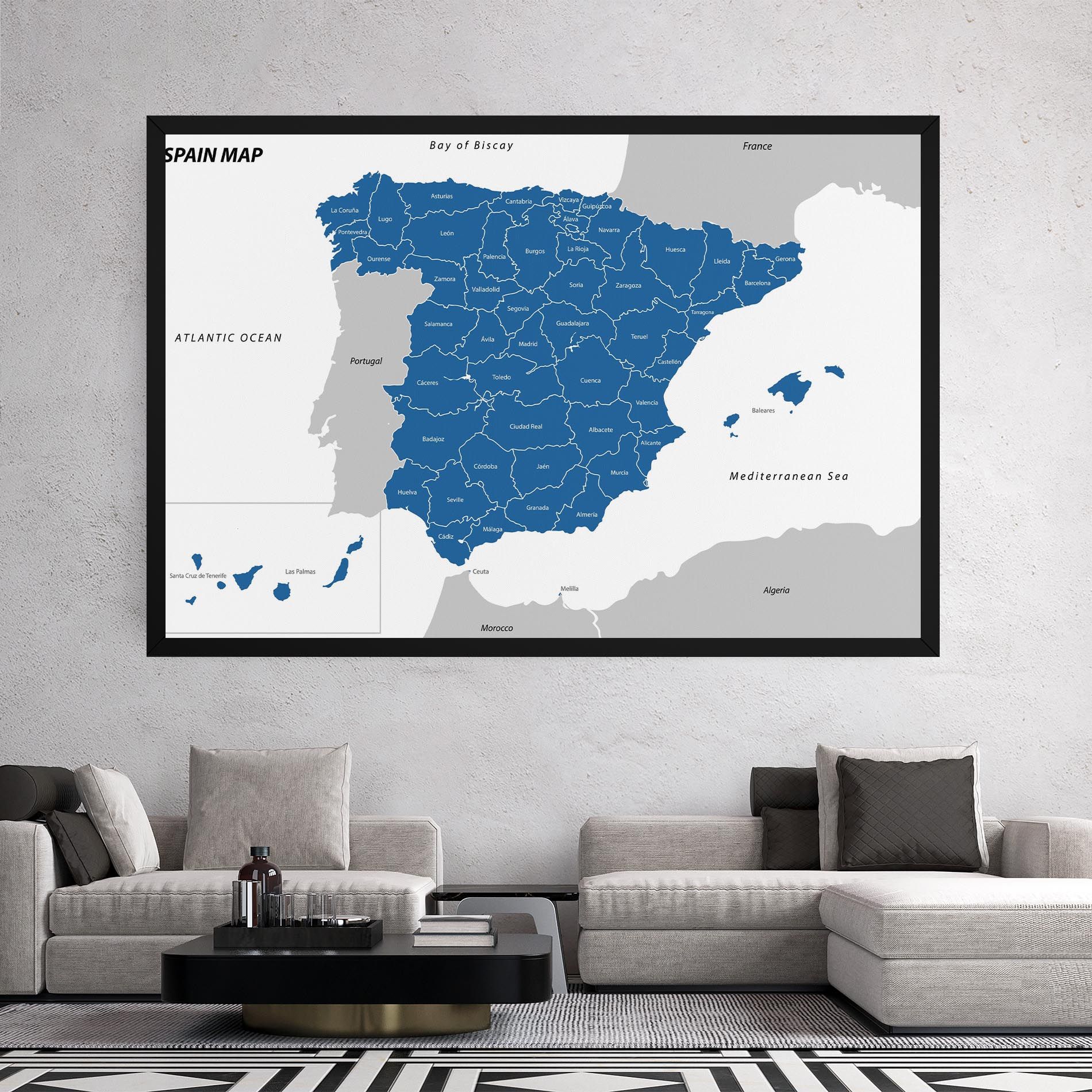 Spain Blue Map mockup 2