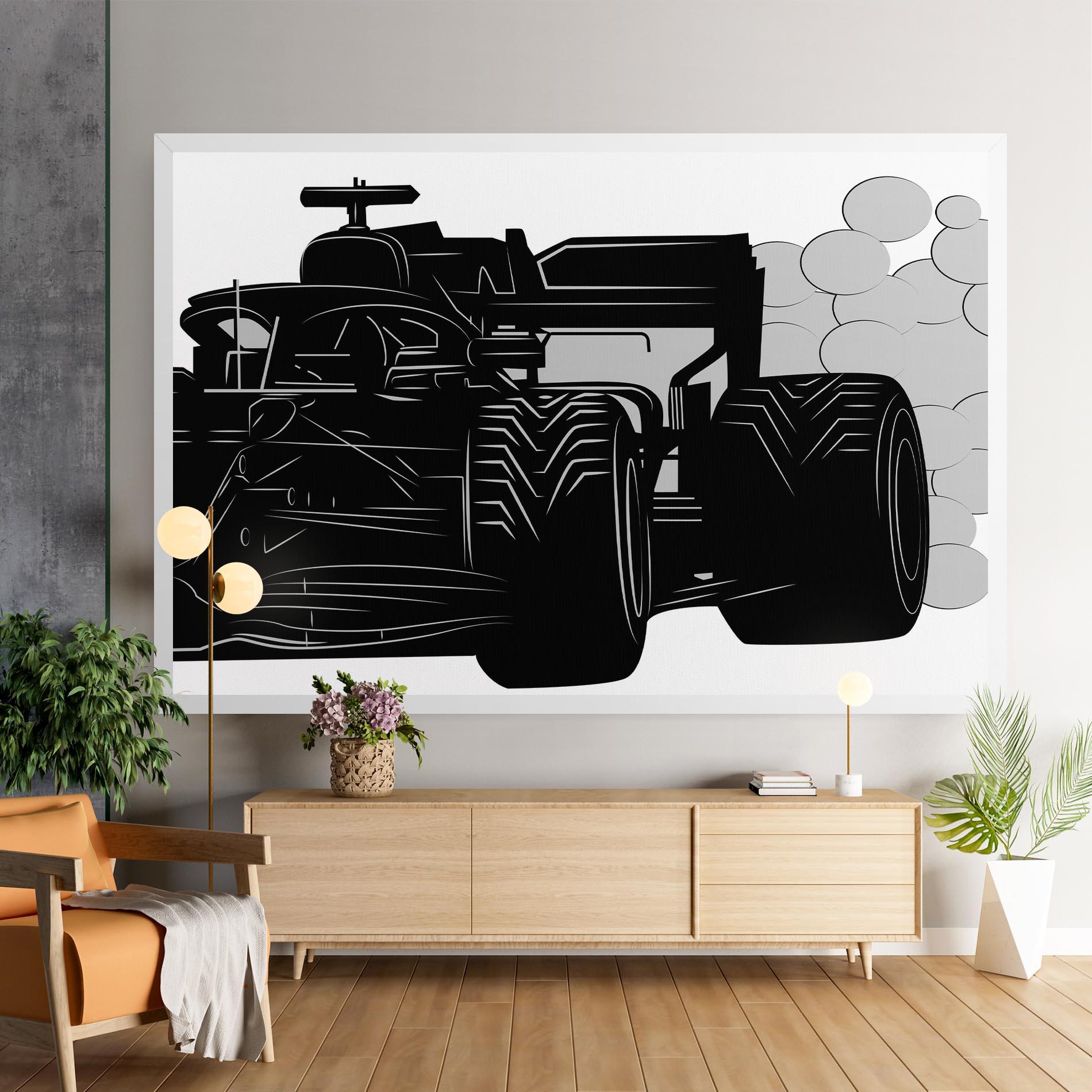 Vászonkép Car F1 Smoke mockup 9