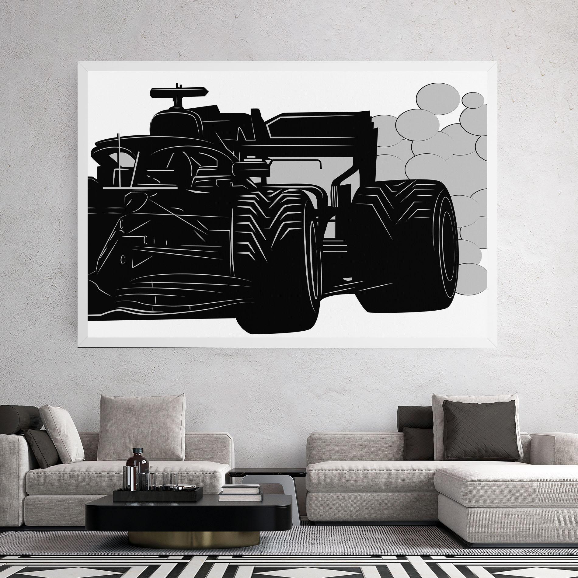 Vászonkép Car F1 Smoke mockup 2