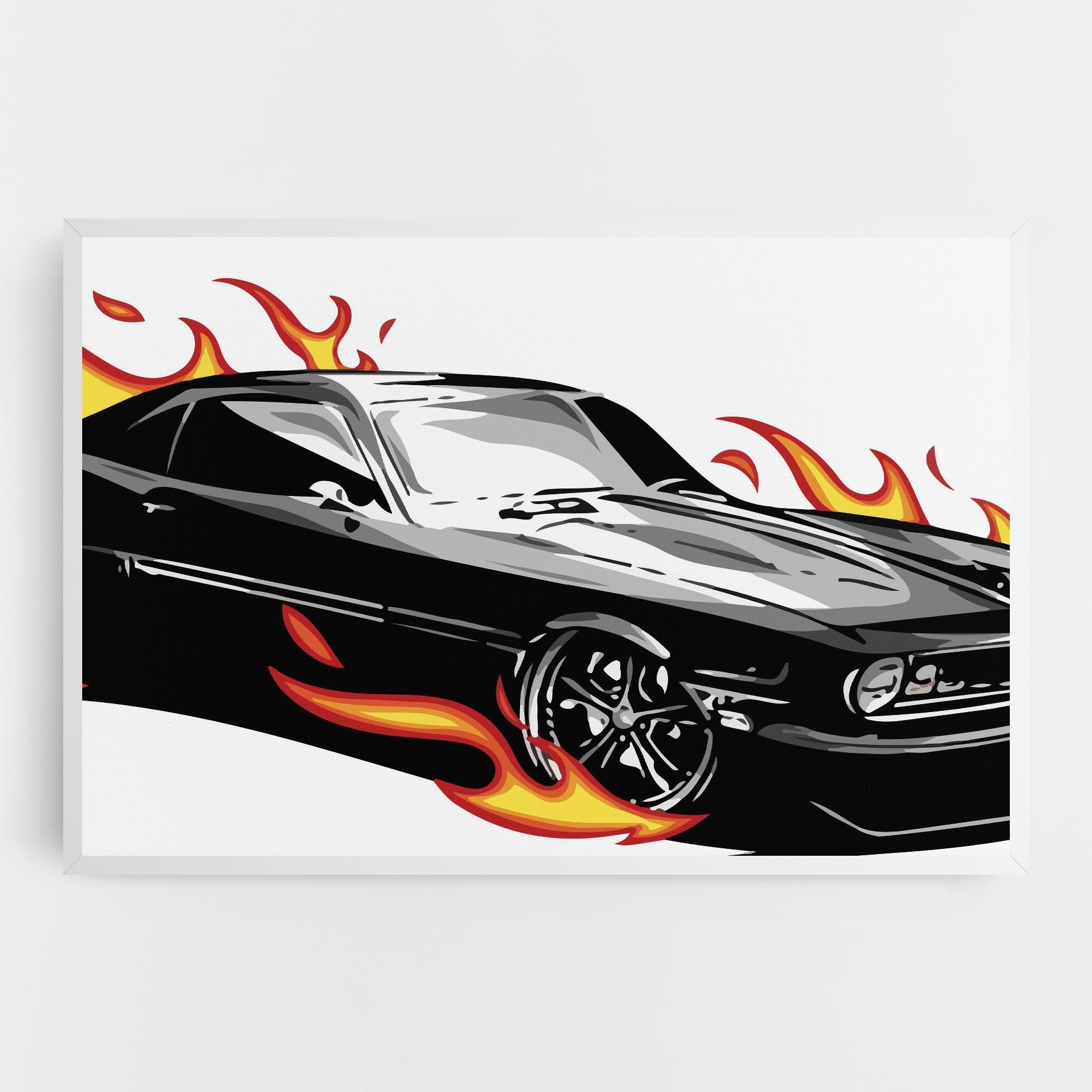 Vászonkép Fire Black Car mockup 0