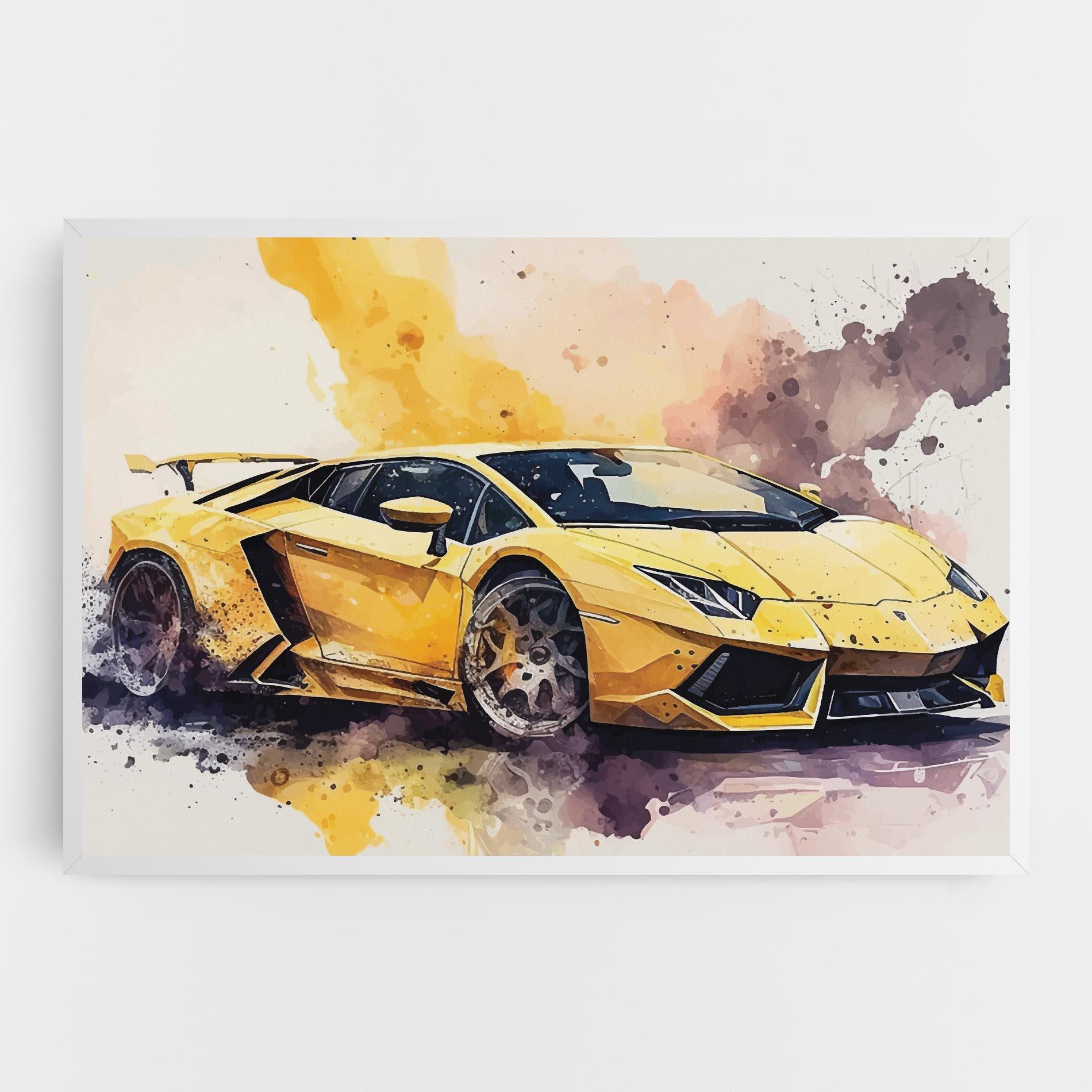 Vászonkép Watercolor Sport Car mockup 0