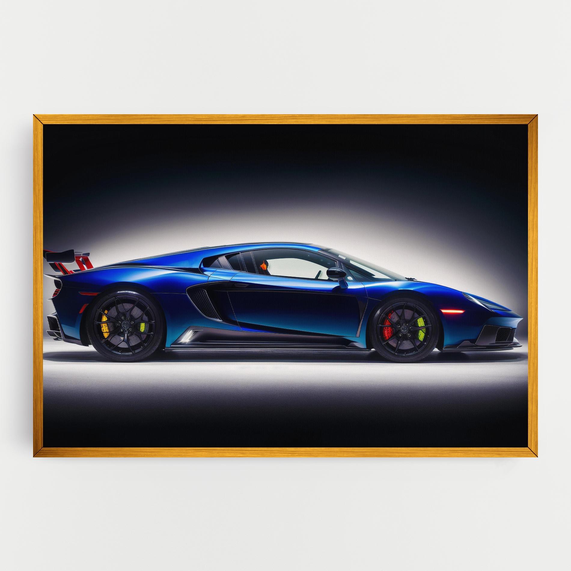 Vászonkép Blue Hypercar Side mockup 0