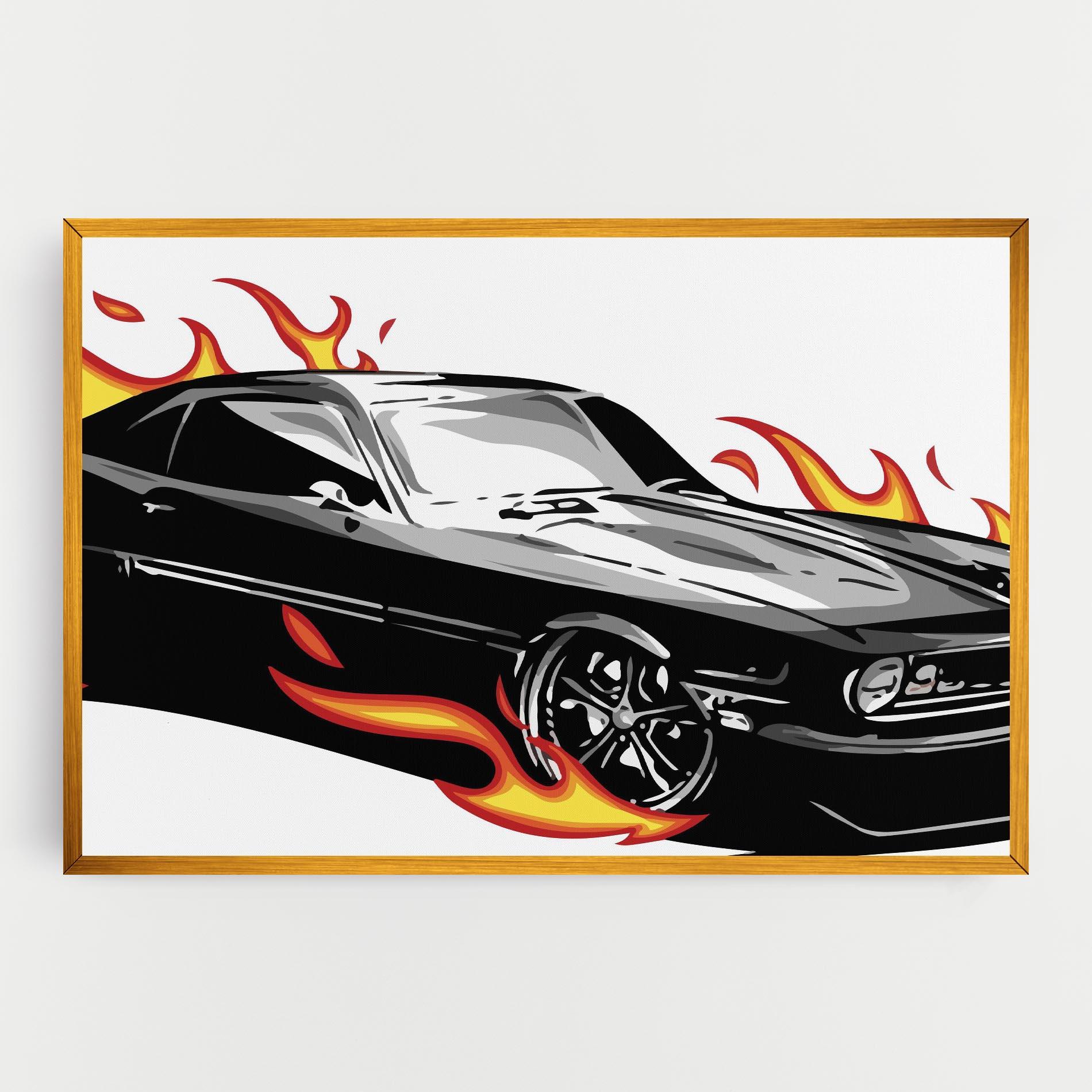 Vászonkép Fire Black Car mockup 0