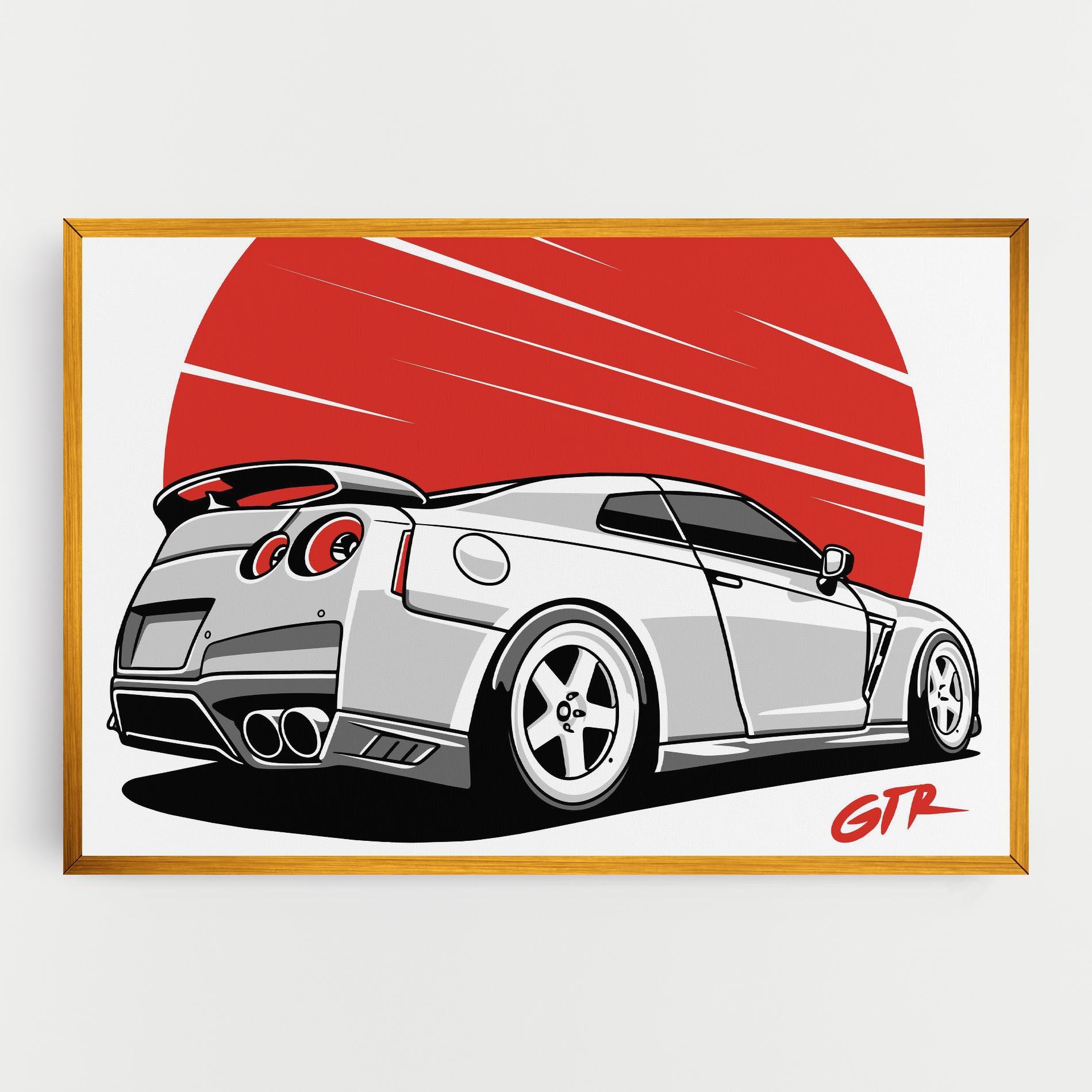 Vászonkép Grey Gtr Car mockup 0