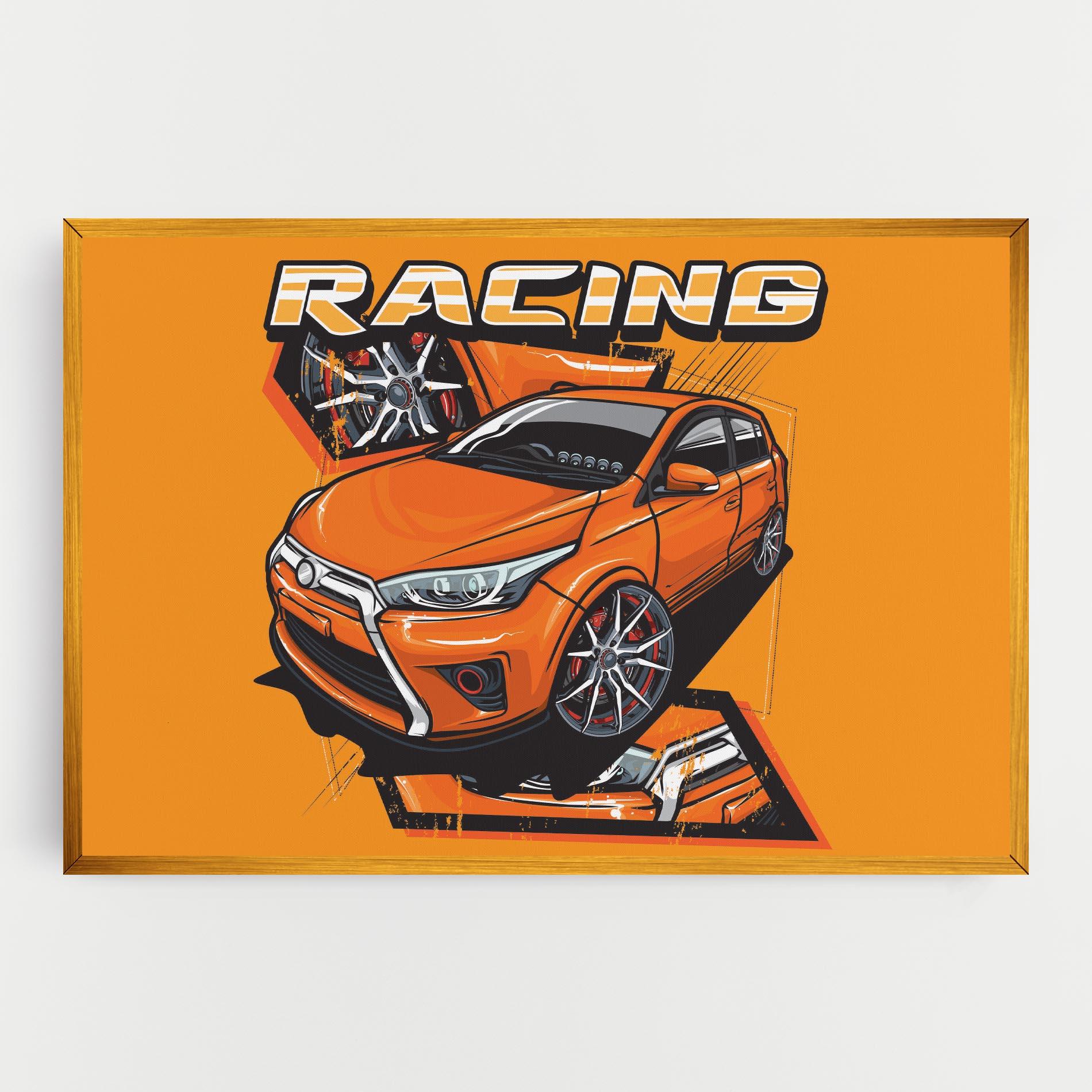 Vászonkép Racing Orange Car mockup 0