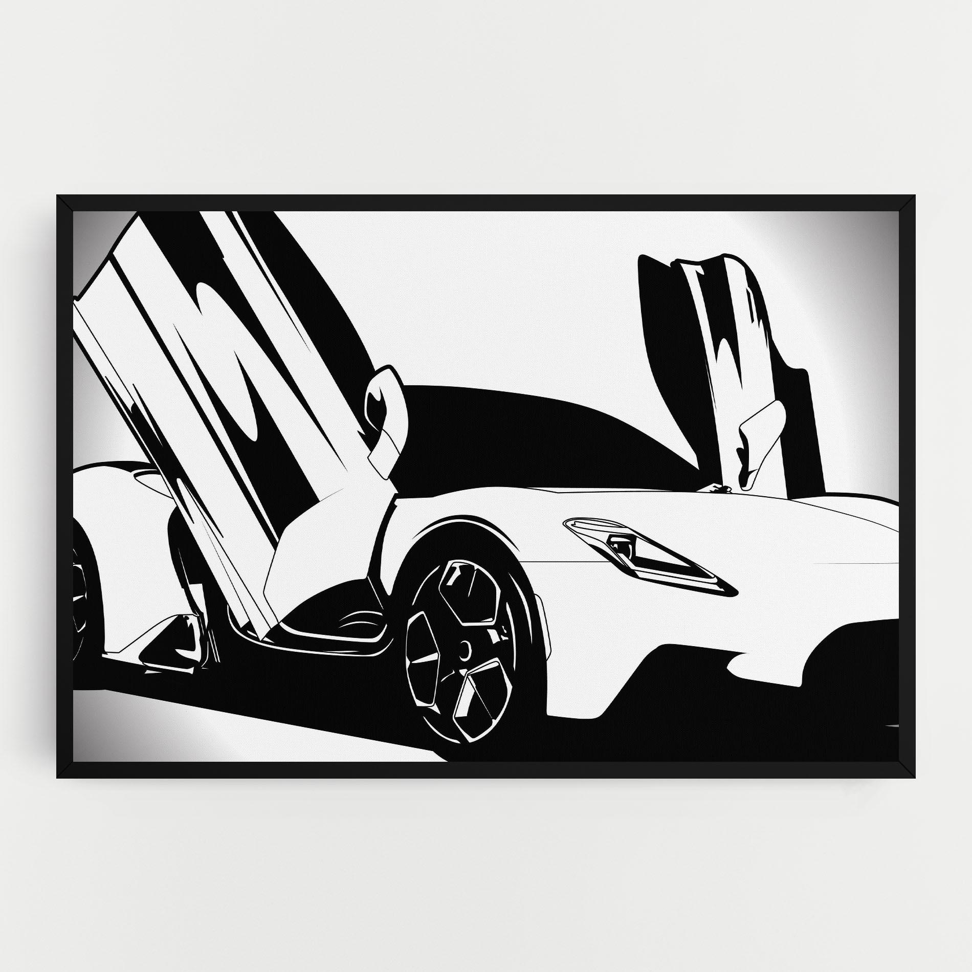 Vászonkép Black White Car mockup 0