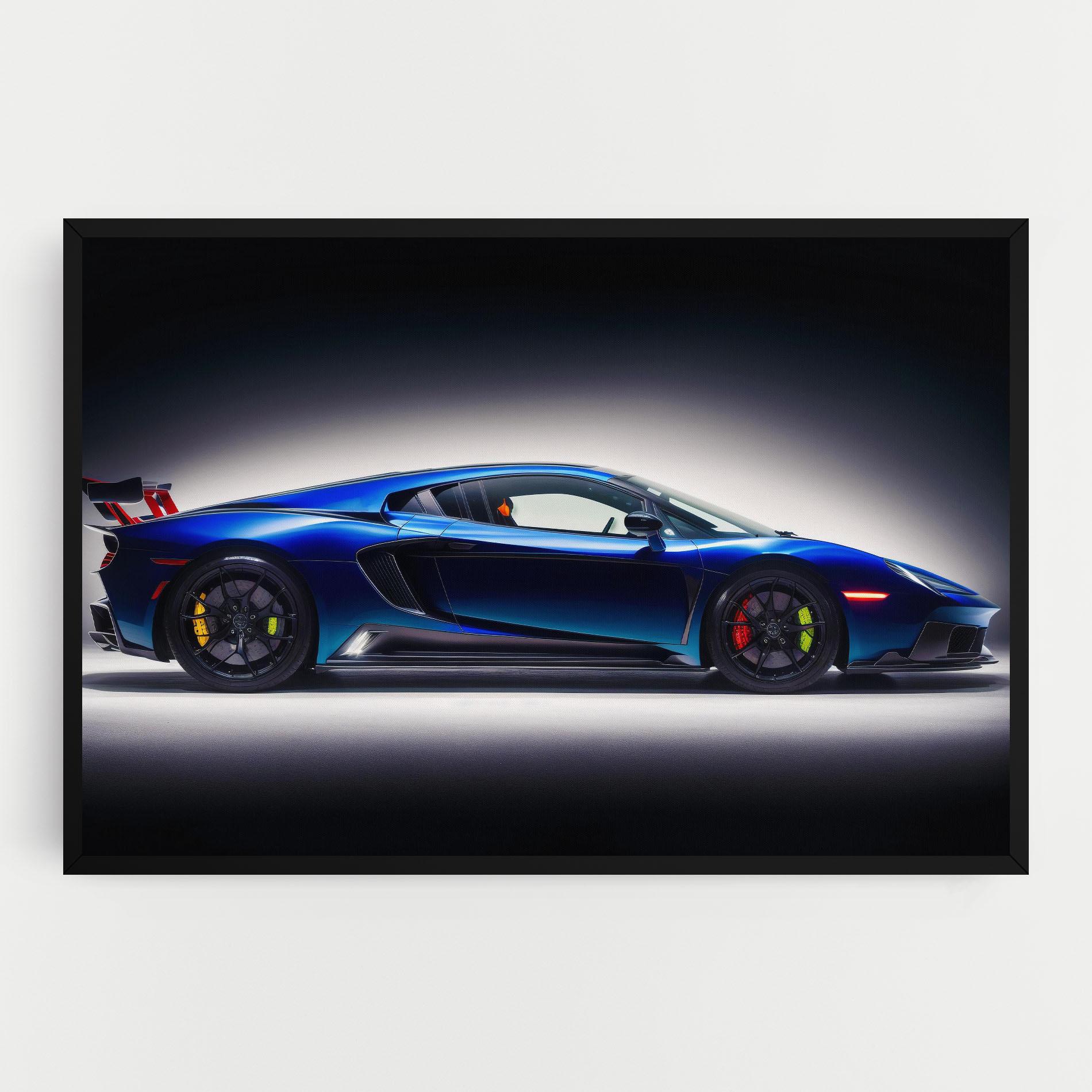 Vászonkép Blue Hypercar Side mockup 0