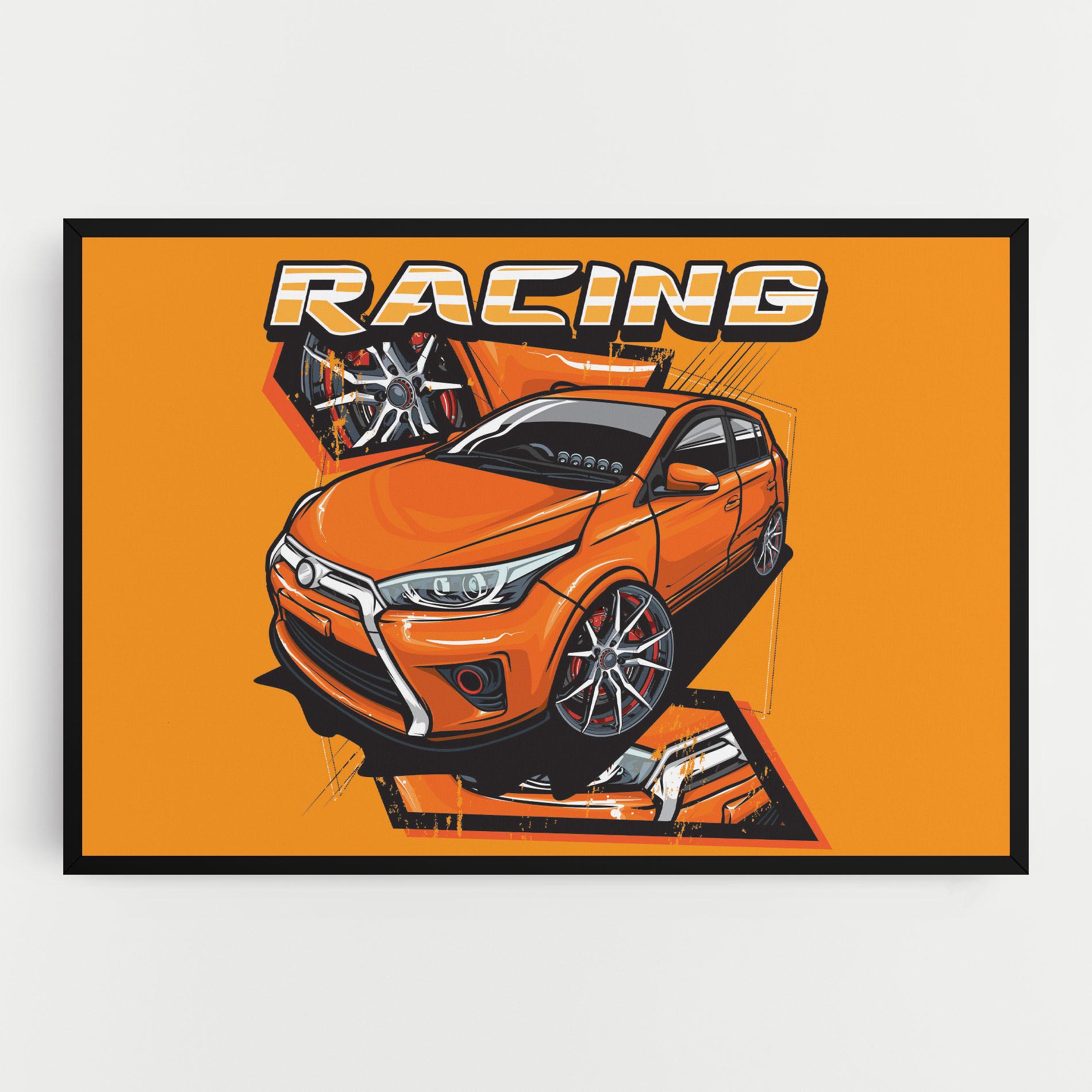 Vászonkép Racing Orange Car mockup 0