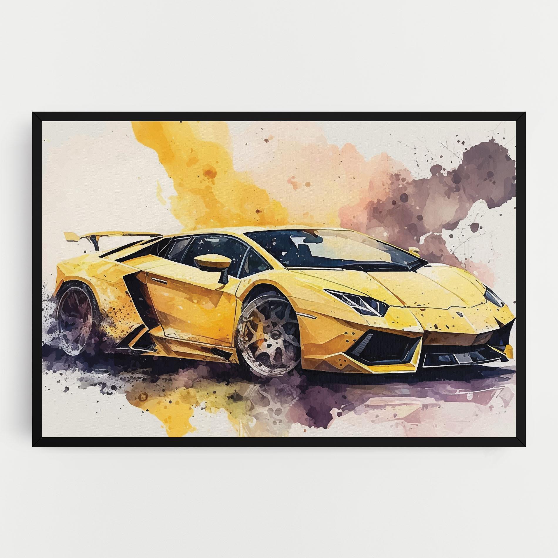Vászonkép Watercolor Sport Car mockup 0