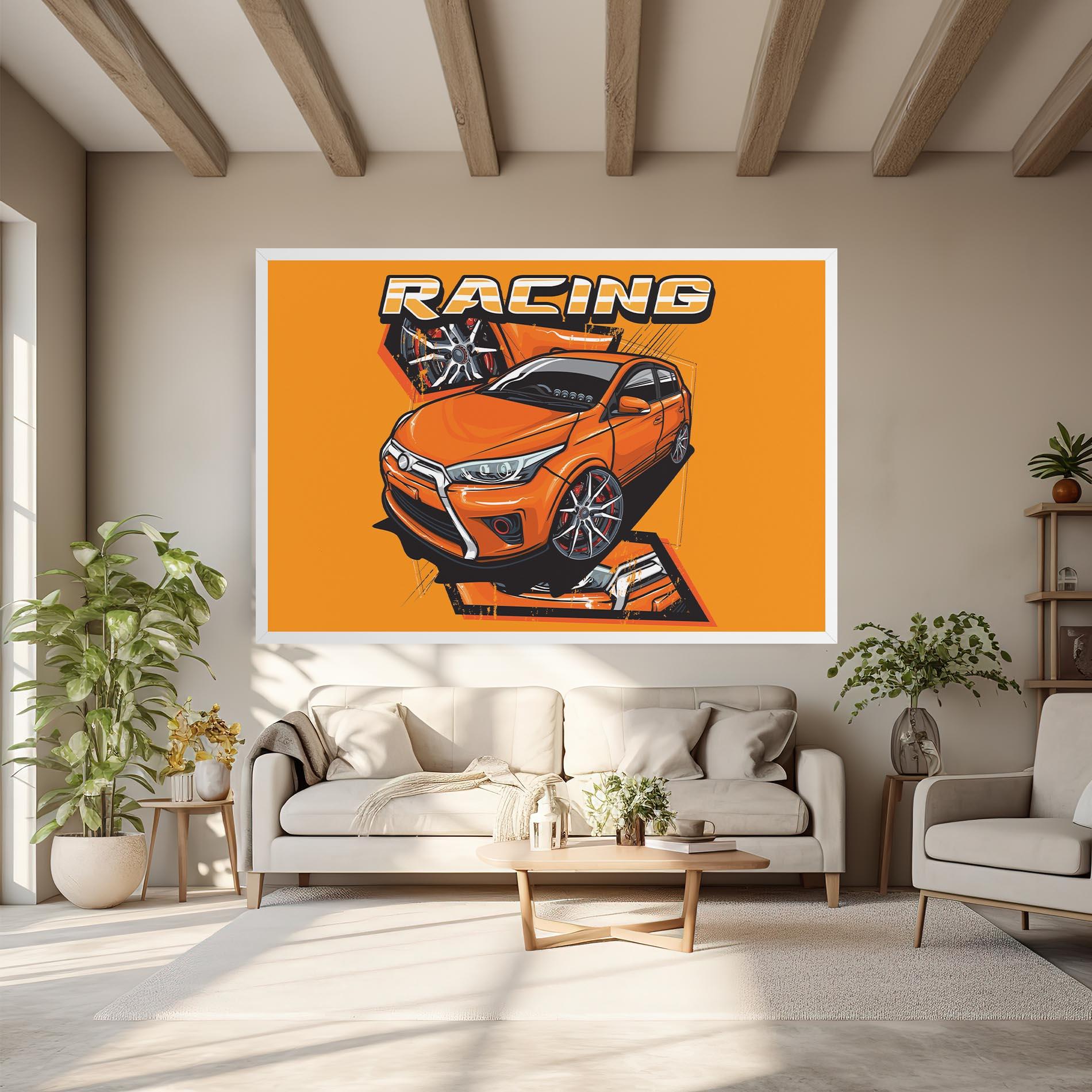 Vászonkép Racing Orange Car mockup 6