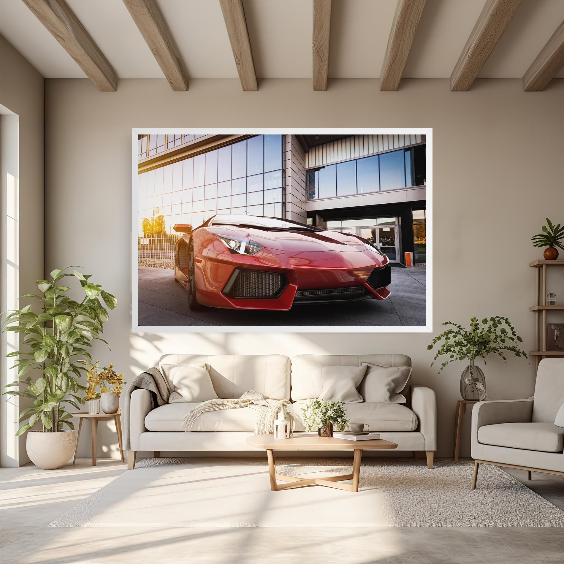 Vászonkép Red Lambo Outside mockup 6
