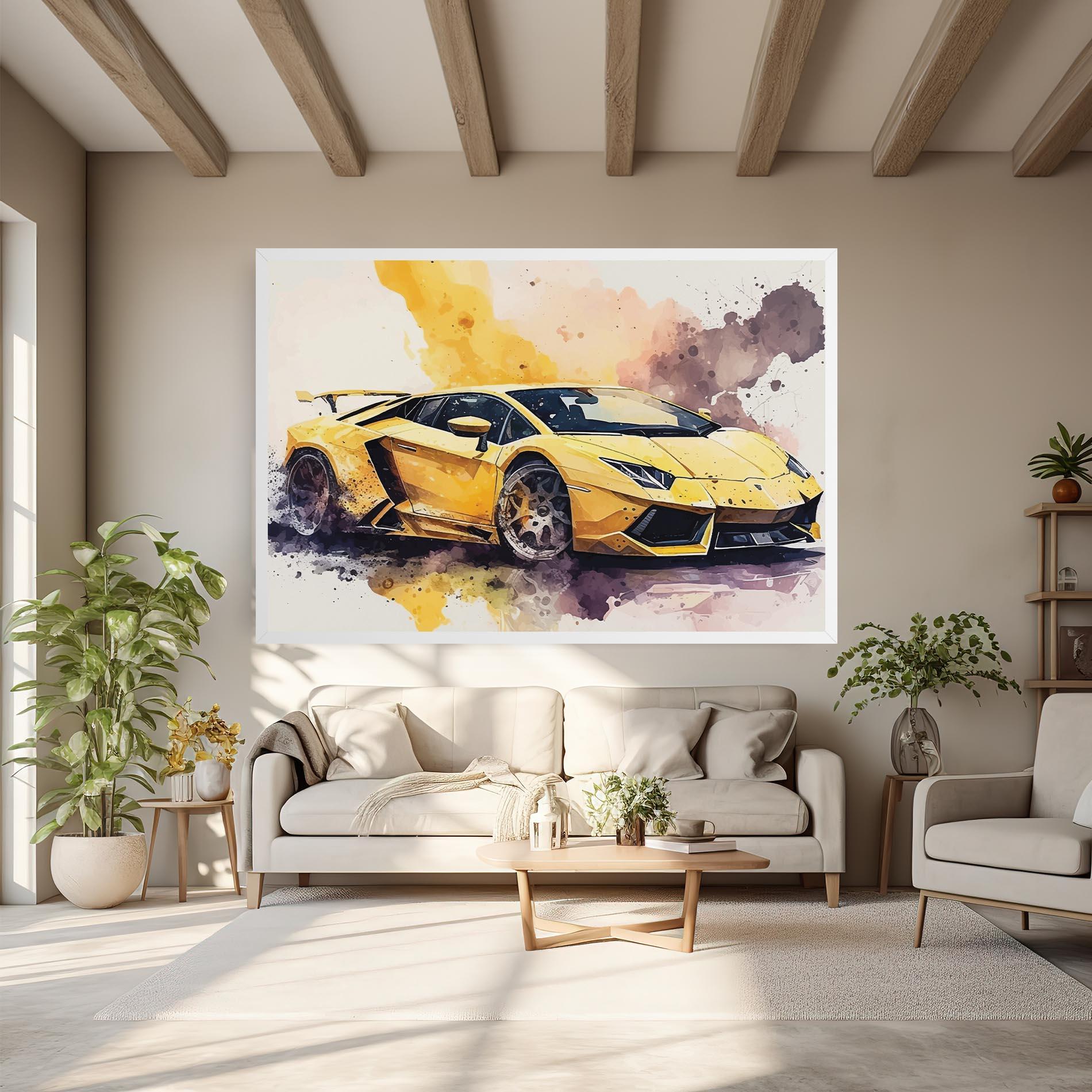Vászonkép Watercolor Sport Car mockup 6