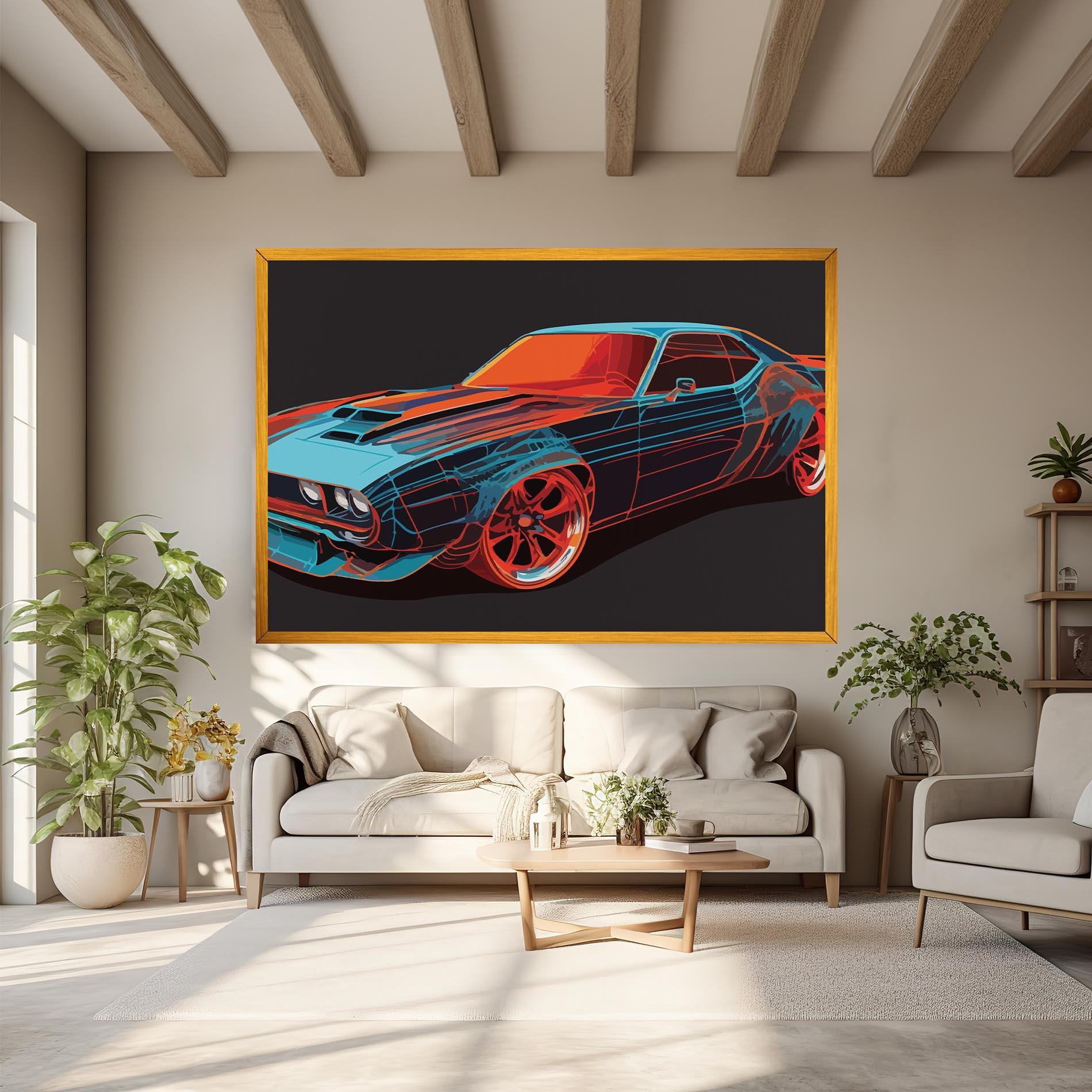 Vászonkép Blue Orange Car mockup 6
