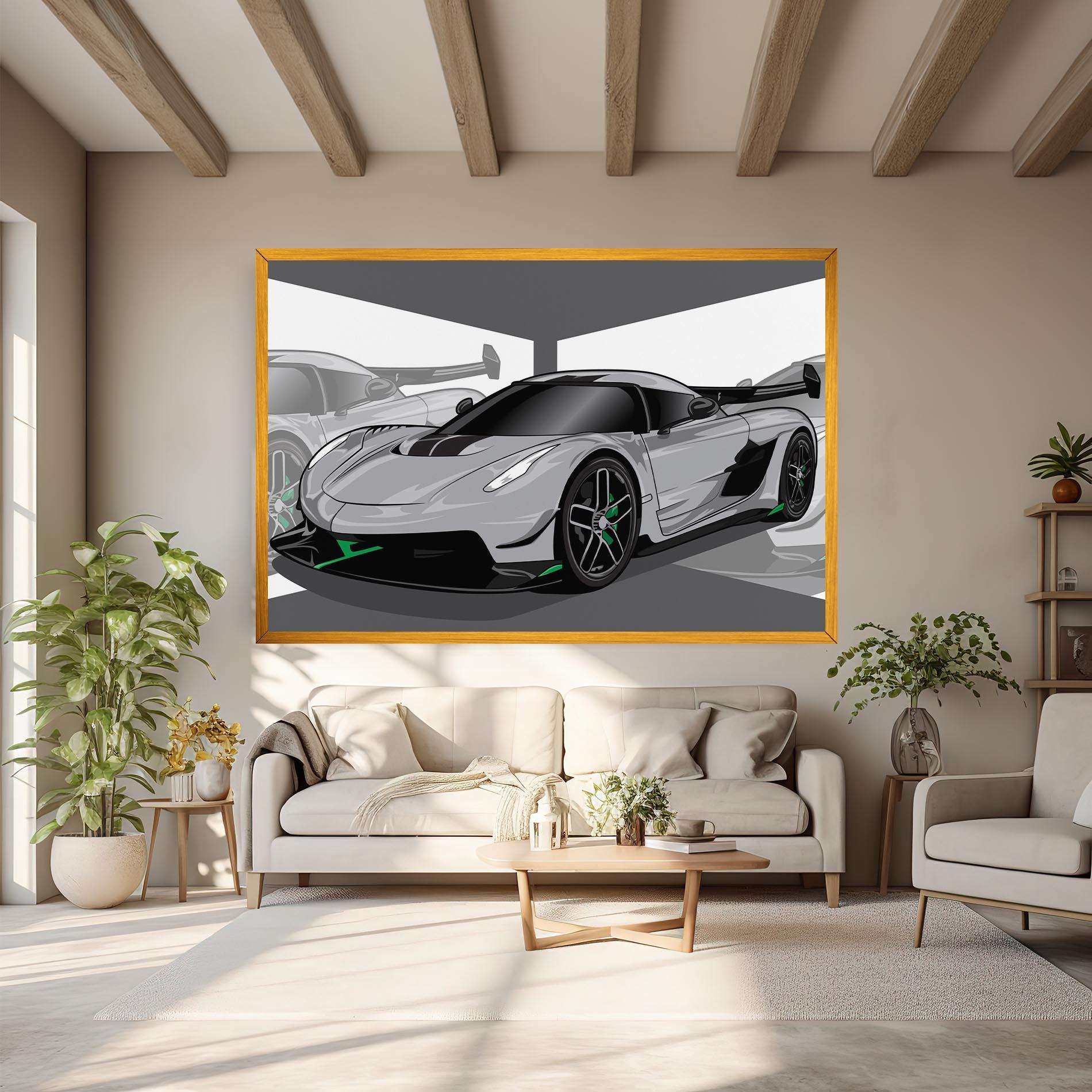 Vászonkép Grey Sport Car mockup 6