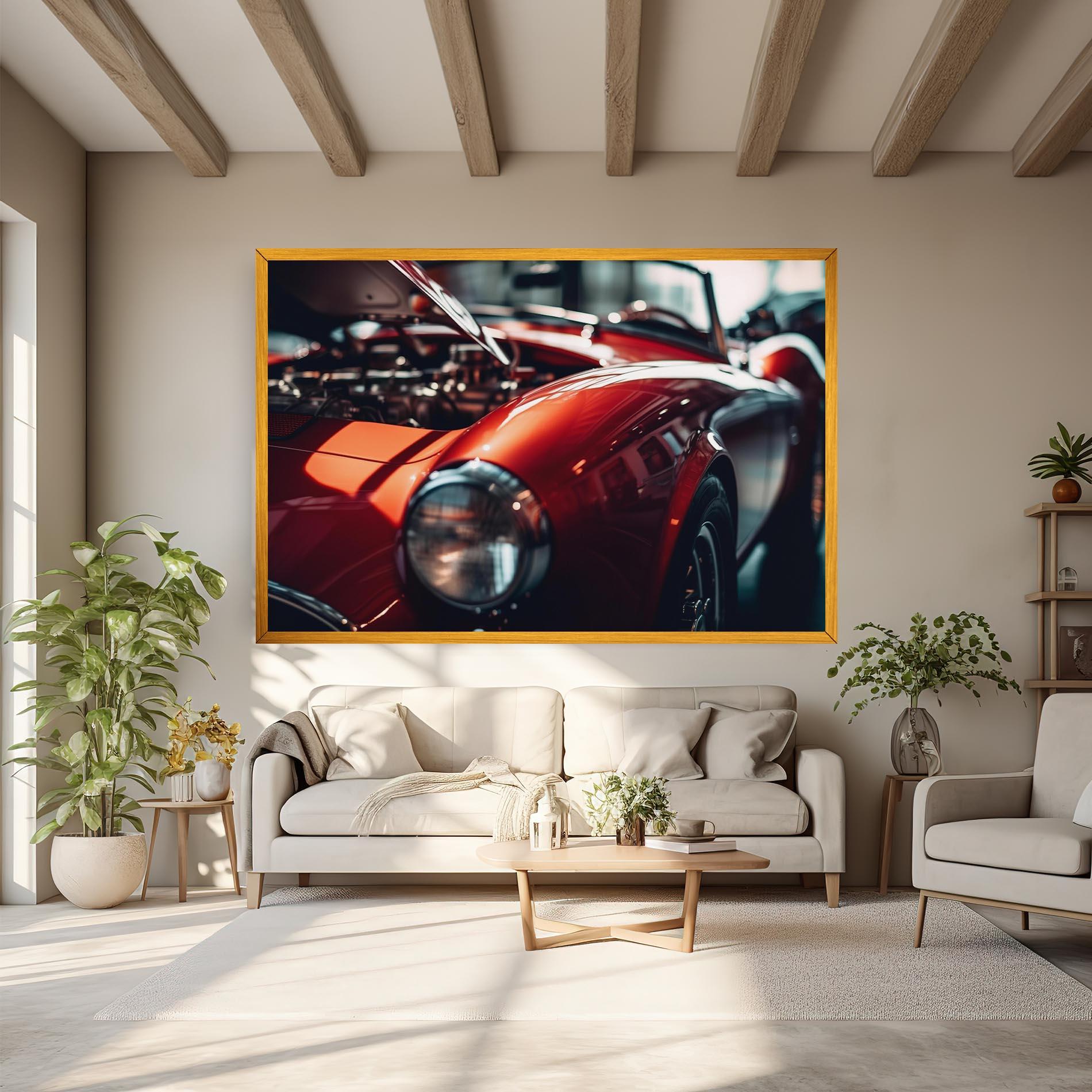 Vászonkép Old Vintage Red Car mockup 6