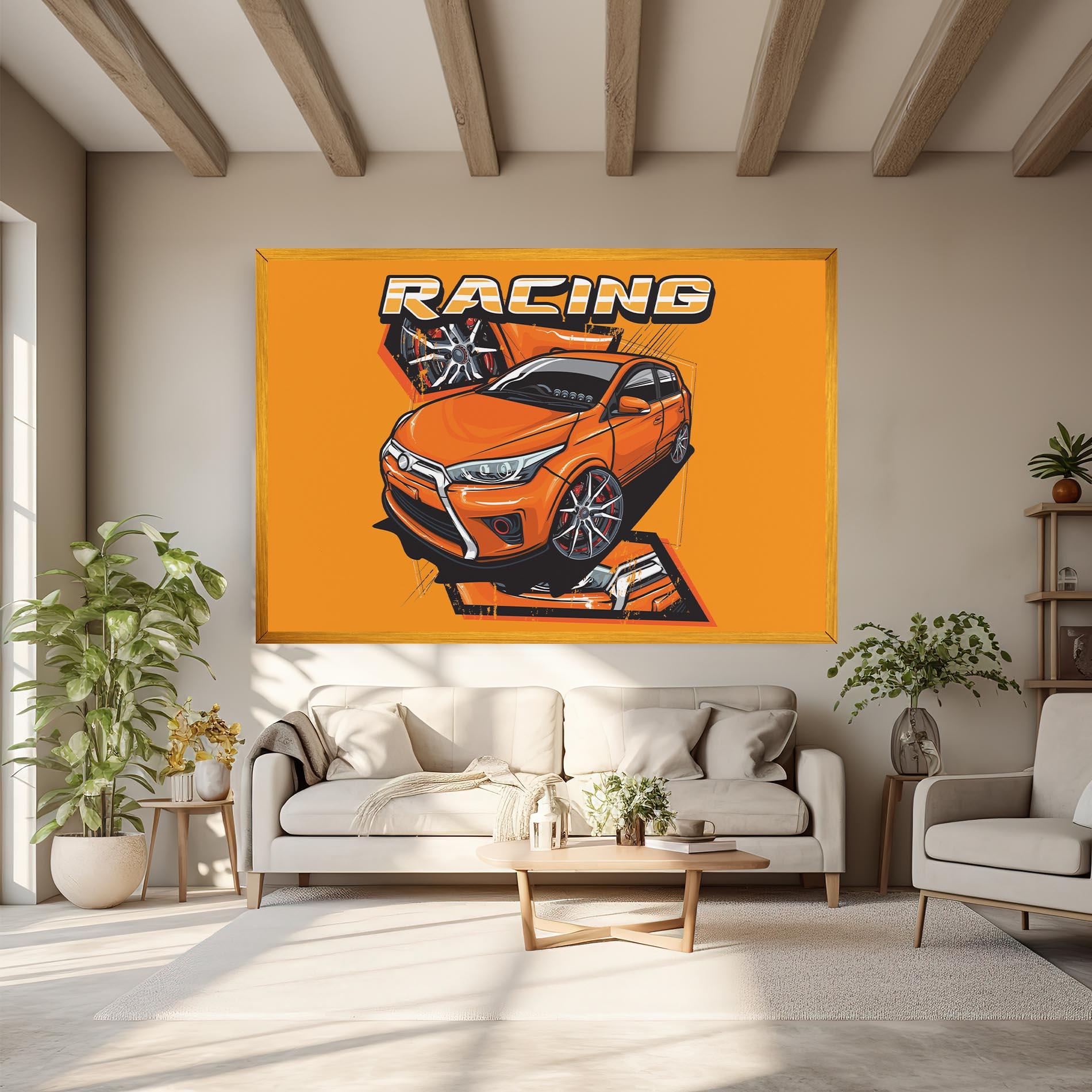 Vászonkép Racing Orange Car mockup 6