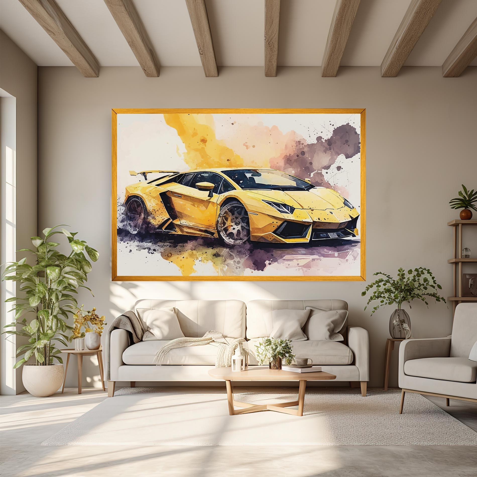 Vászonkép Watercolor Sport Car mockup 6