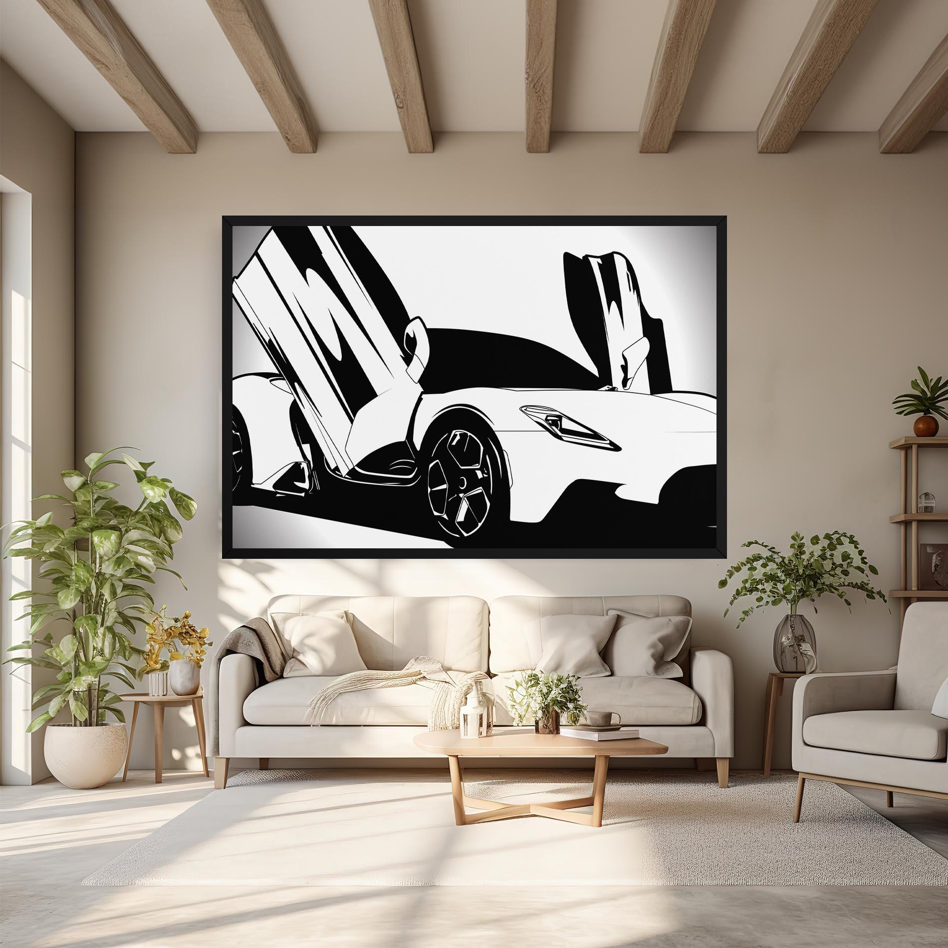 Vászonkép Black White Car mockup 6