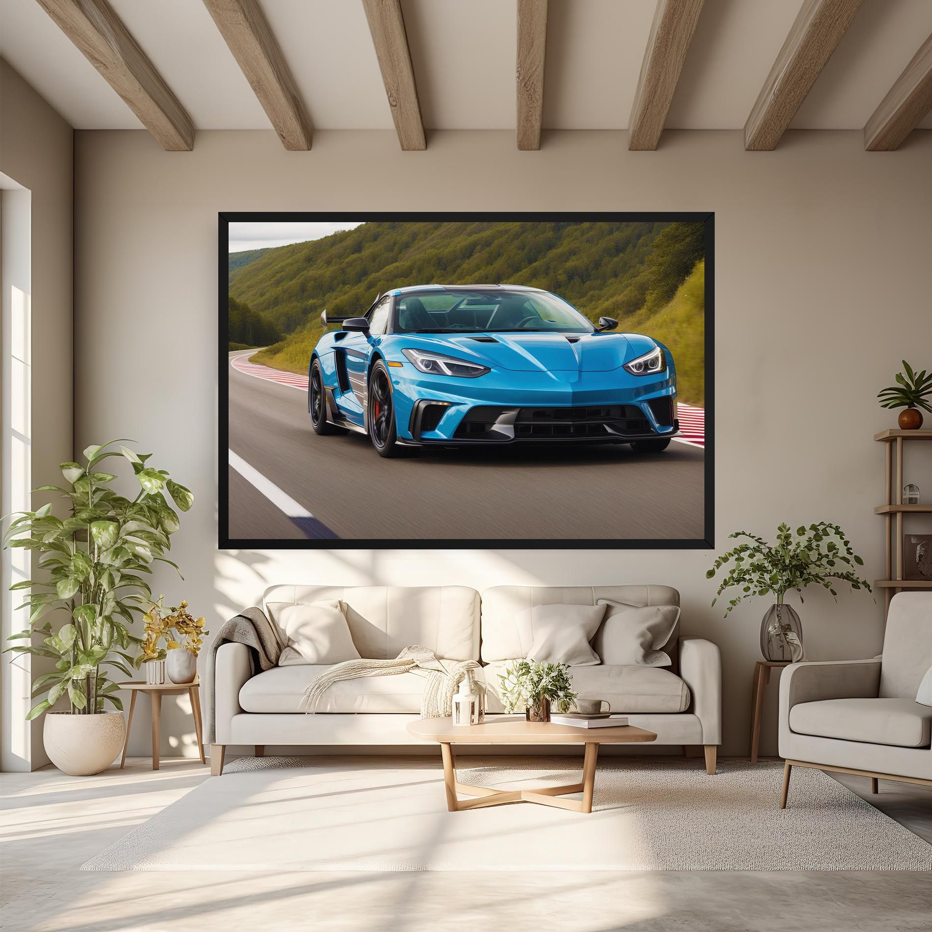 Blue Sport Car mockup 6