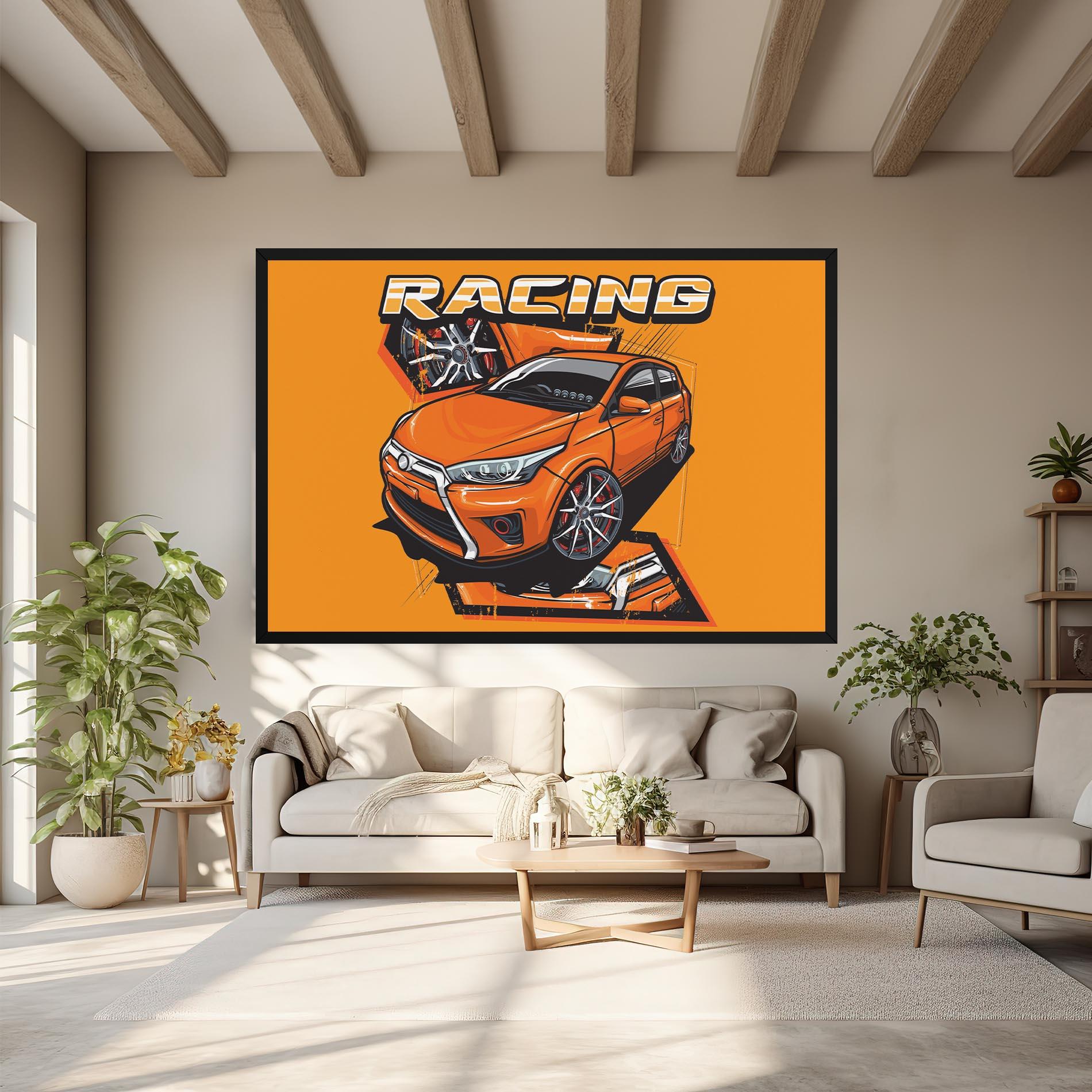 Vászonkép Racing Orange Car mockup 6