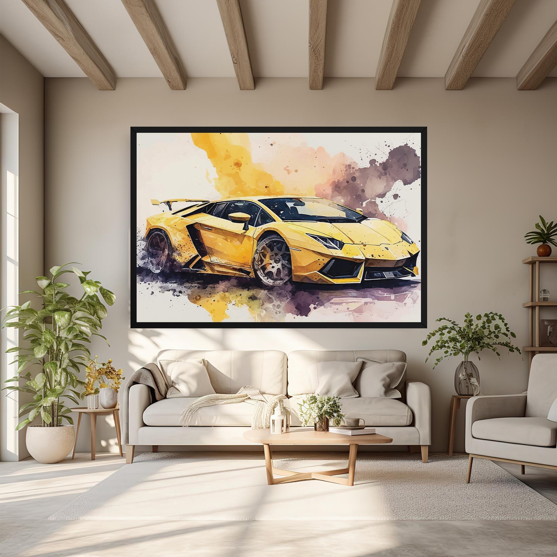 Vászonkép Watercolor Sport Car mockup 6