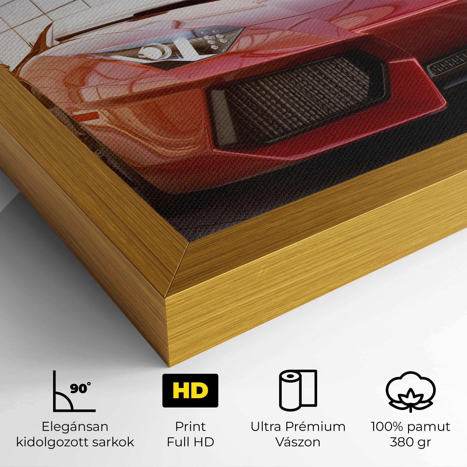 Vászonkép Red Lambo Outside mockup 4