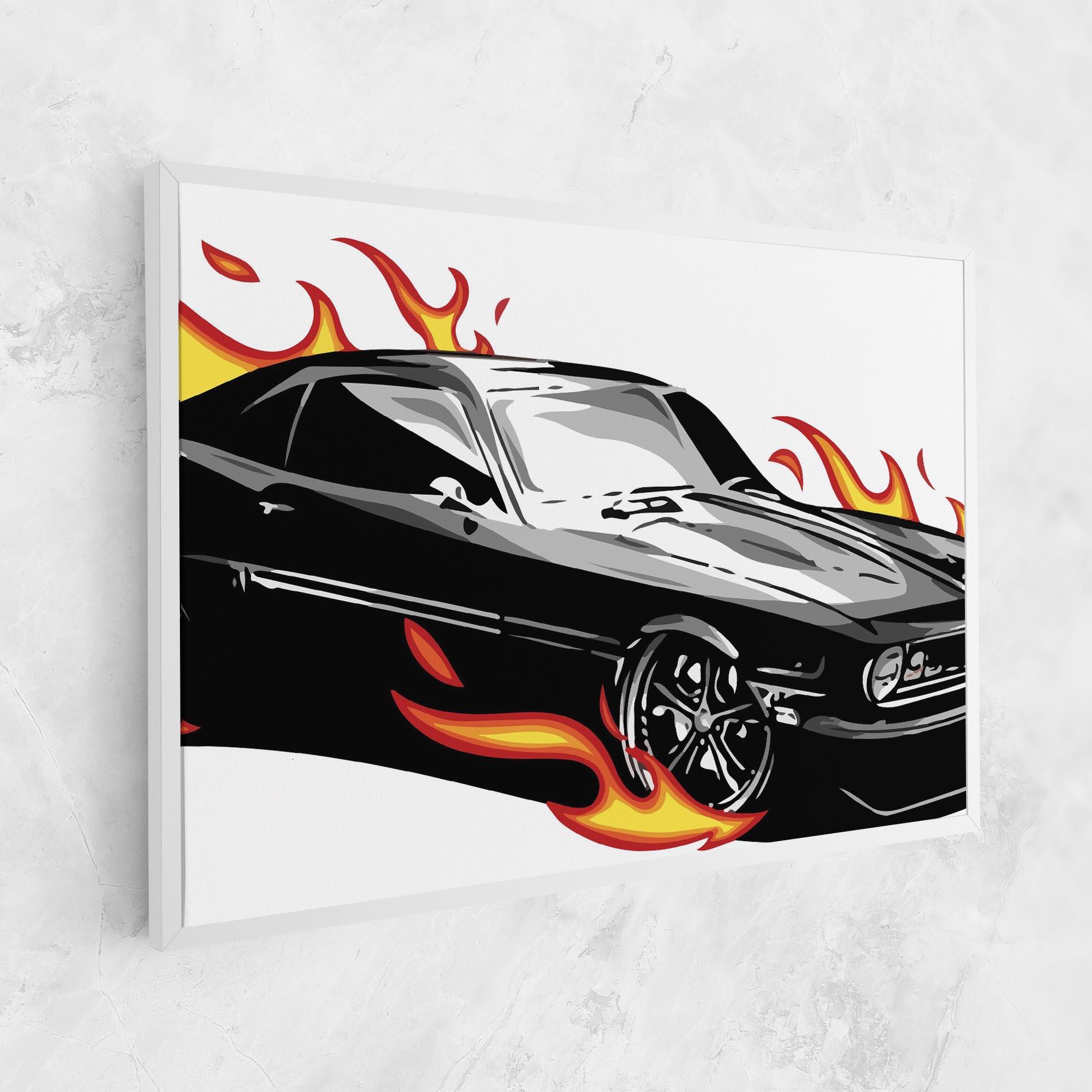 Vászonkép Fire Black Car mockup 1