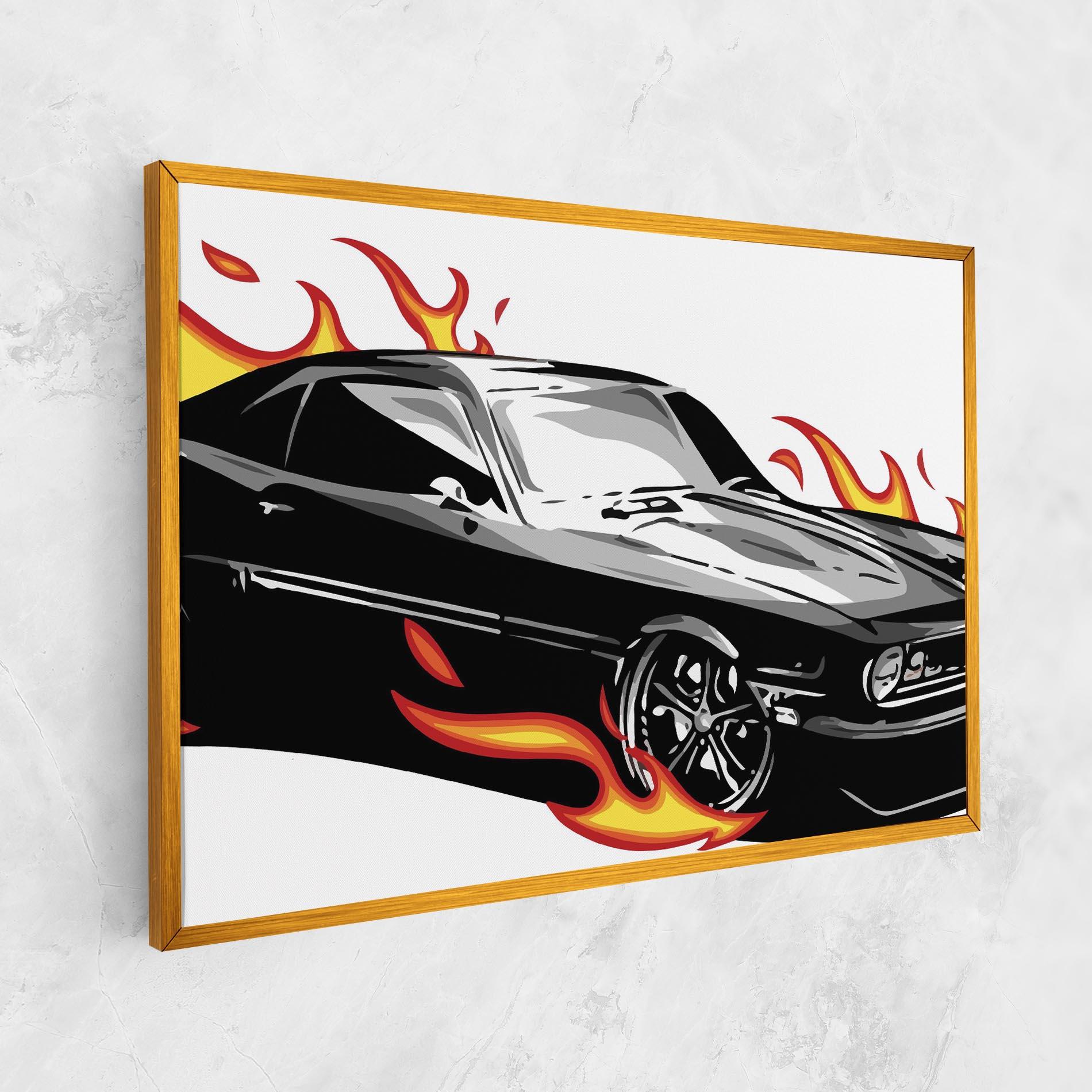 Vászonkép Fire Black Car mockup 1