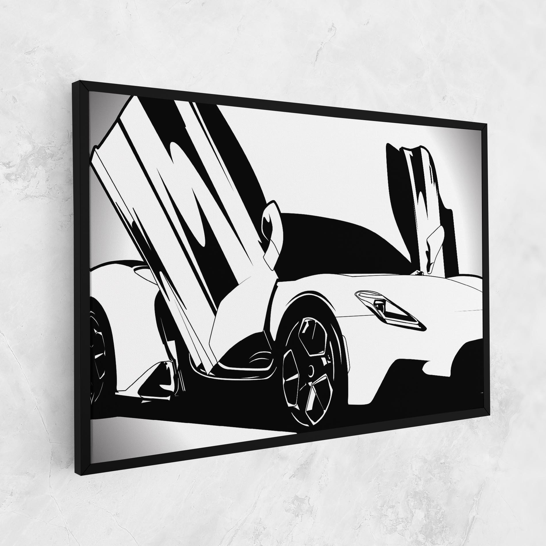 Vászonkép Black White Car mockup 1